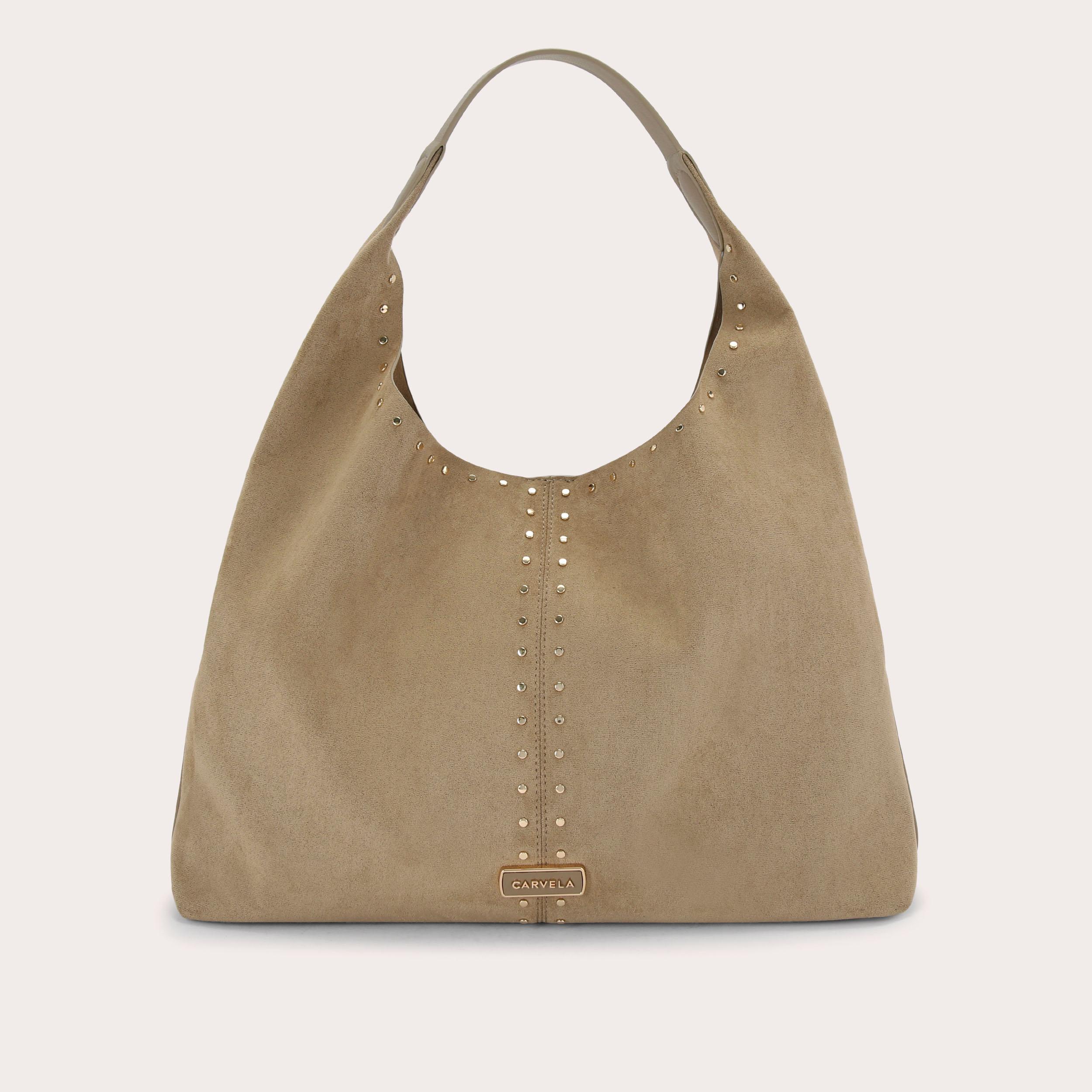 Cinzia Studded Shoulder Bag - tan