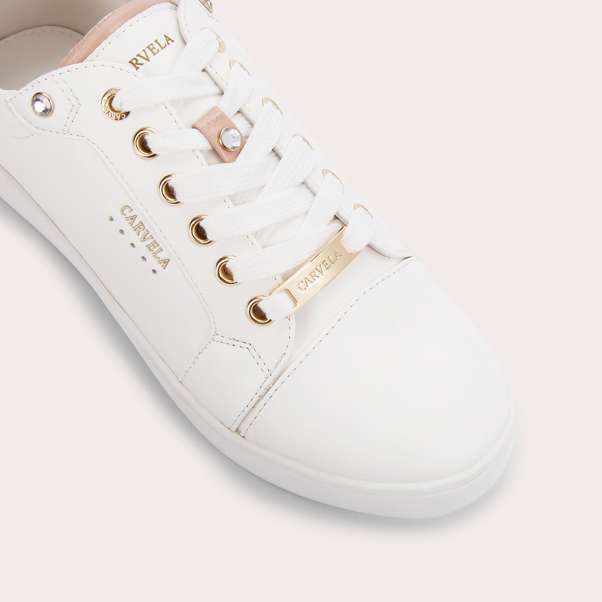 JOYFUL White Gem Detail Trainers by CARVELA - Main Image