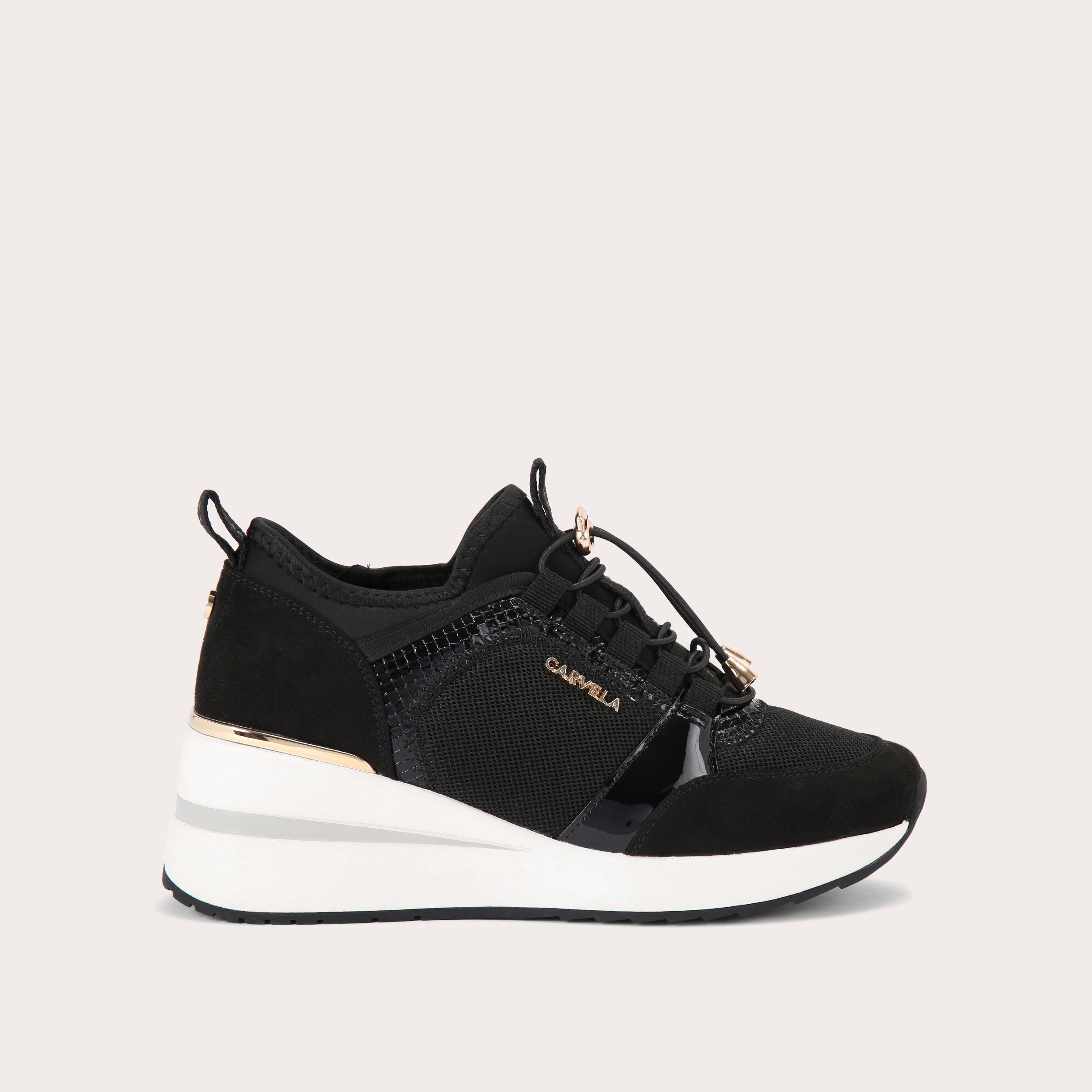 HIGH RISE SWIFT Black Fabric Trainer by CARVELA