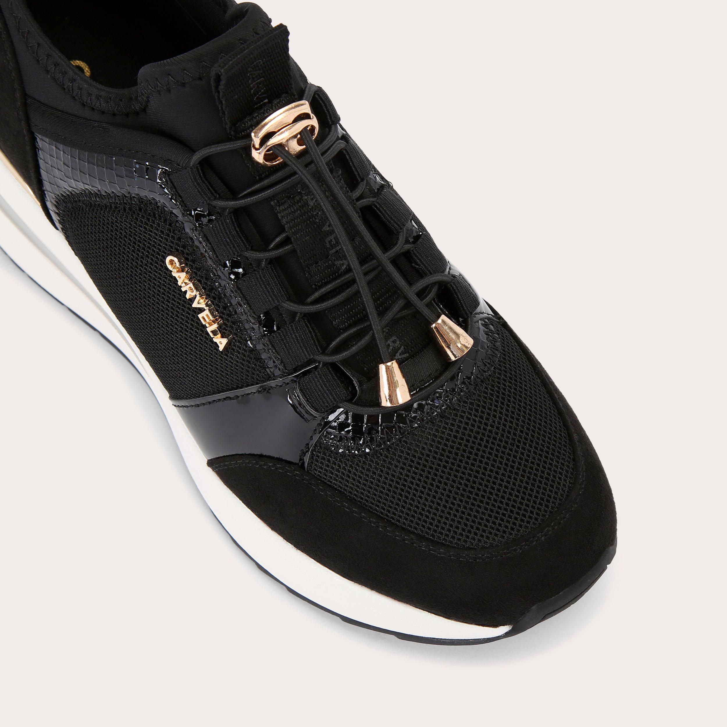 HIGH RISE SWIFT Black Fabric Trainer by CARVELA