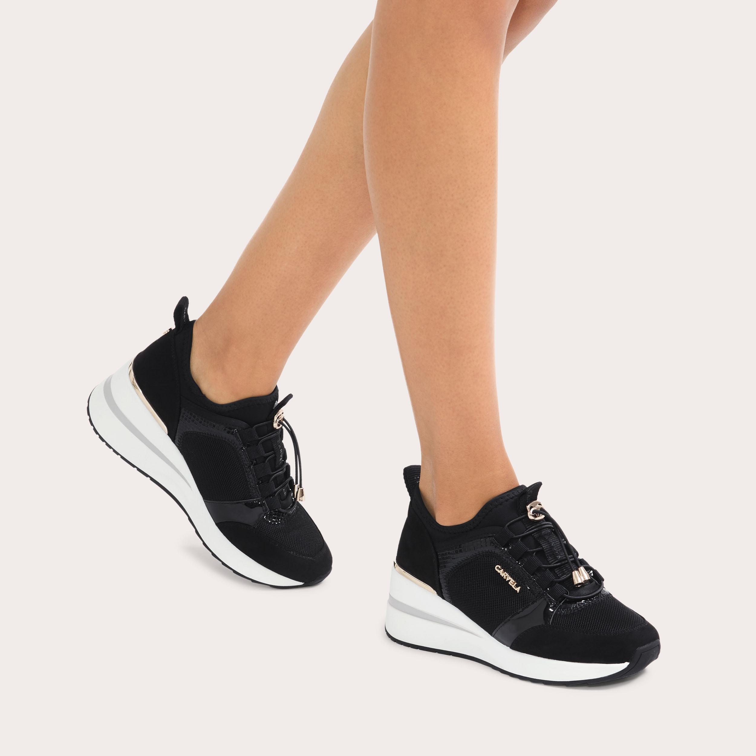 HIGH RISE SWIFT Black Fabric Trainer by CARVELA