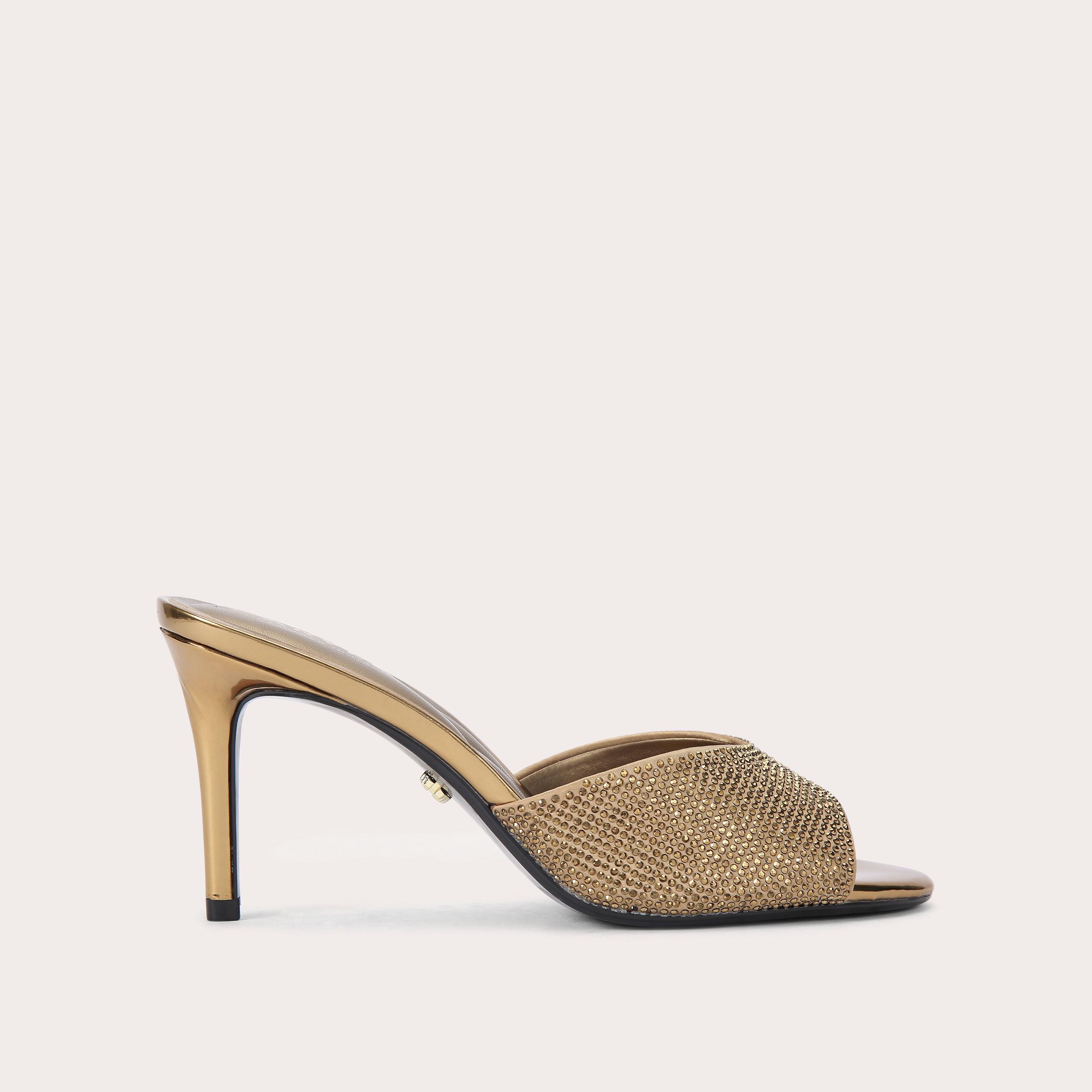 SILVIA MULE Gold Crystal High Heel by CARVELA