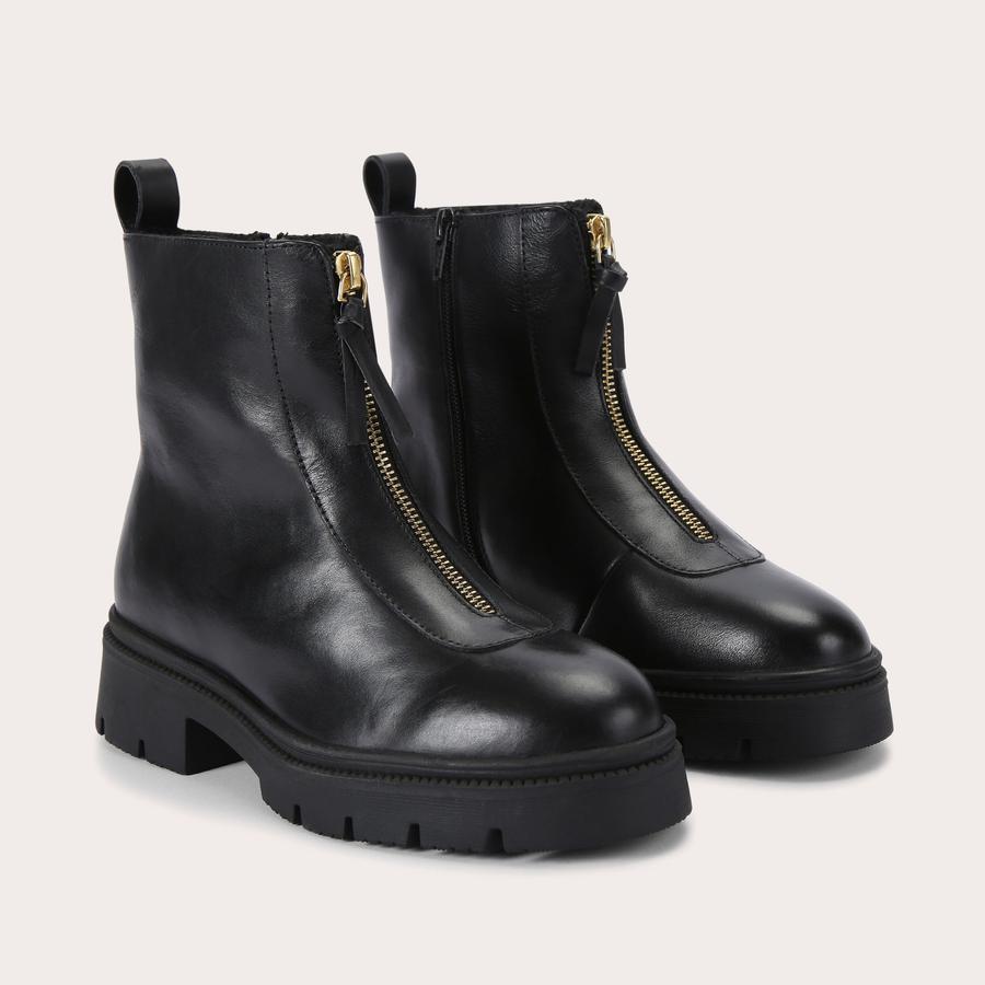 MALFA ZIP ANKLE Black Leather Ankle Boot by CARVELA