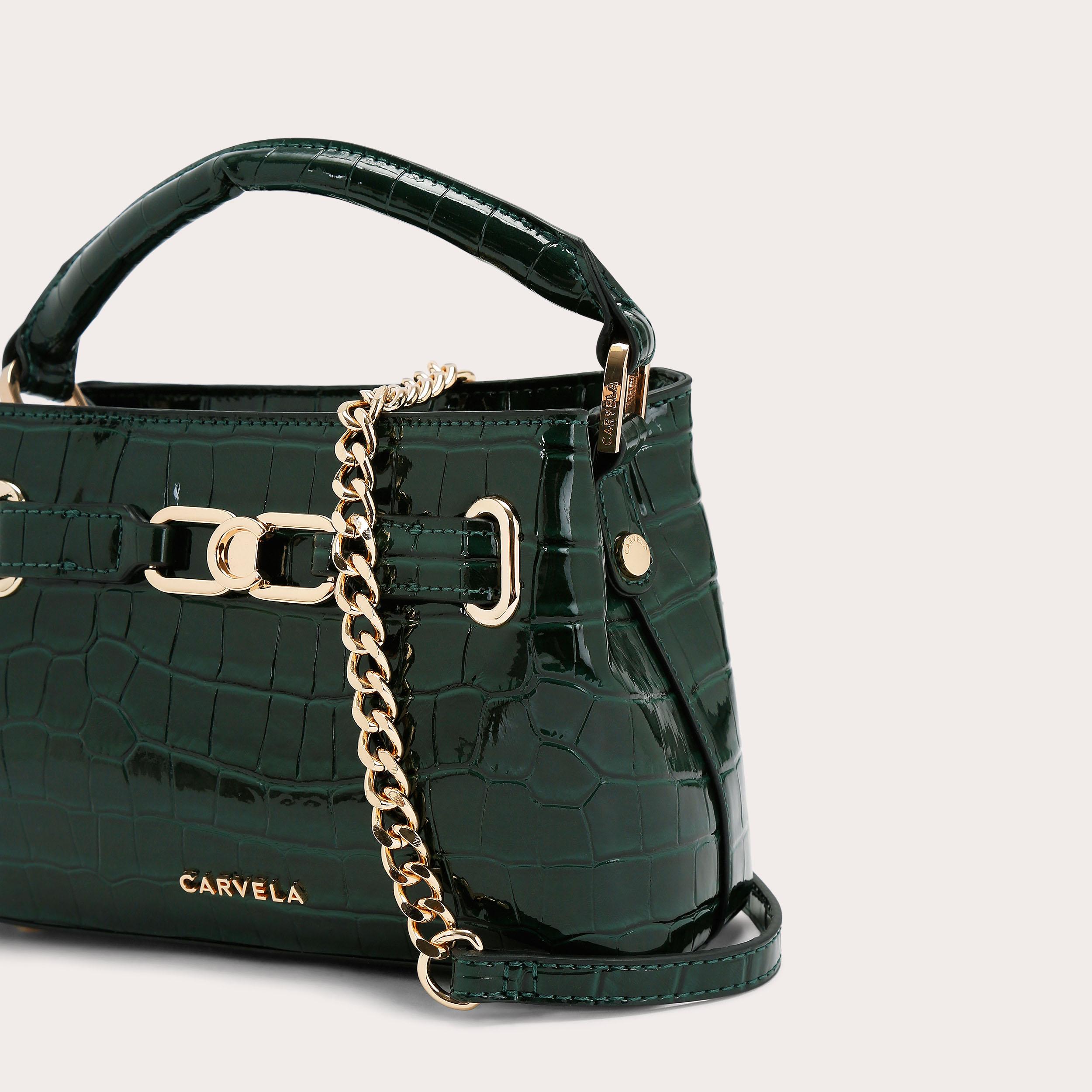 DANIELLA MINI TOTE Green Patent Tote Bag by CARVELA