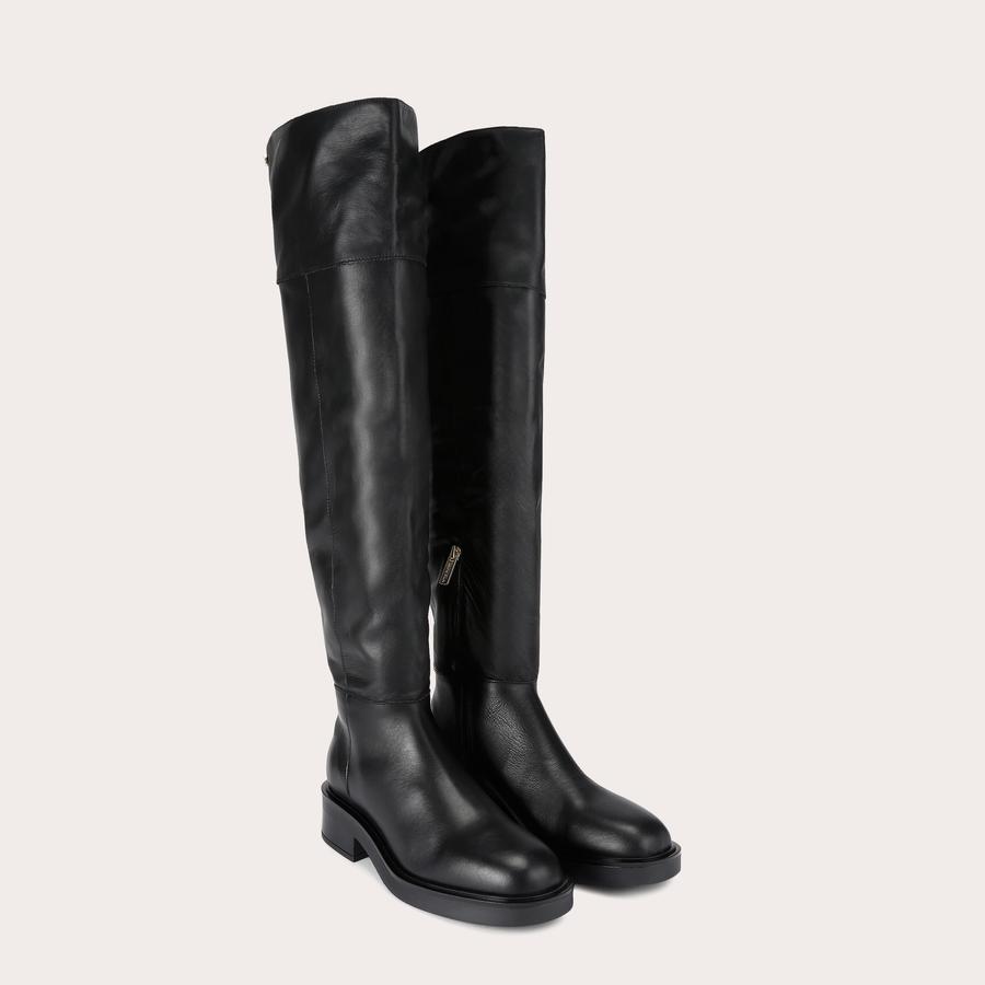 Bottes Overknee CQ COUTURE Martine - Cuir Noir Clouté, Talon Aiguille 11+ Cm, Taille 43, Neuves