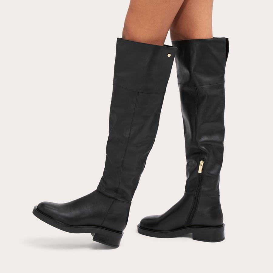 Bottes Cuisses Vernies Noires Carvela Wolf - Taille 36 (UK 3), Talon Haut Bloc, Neuves Sans Boîte