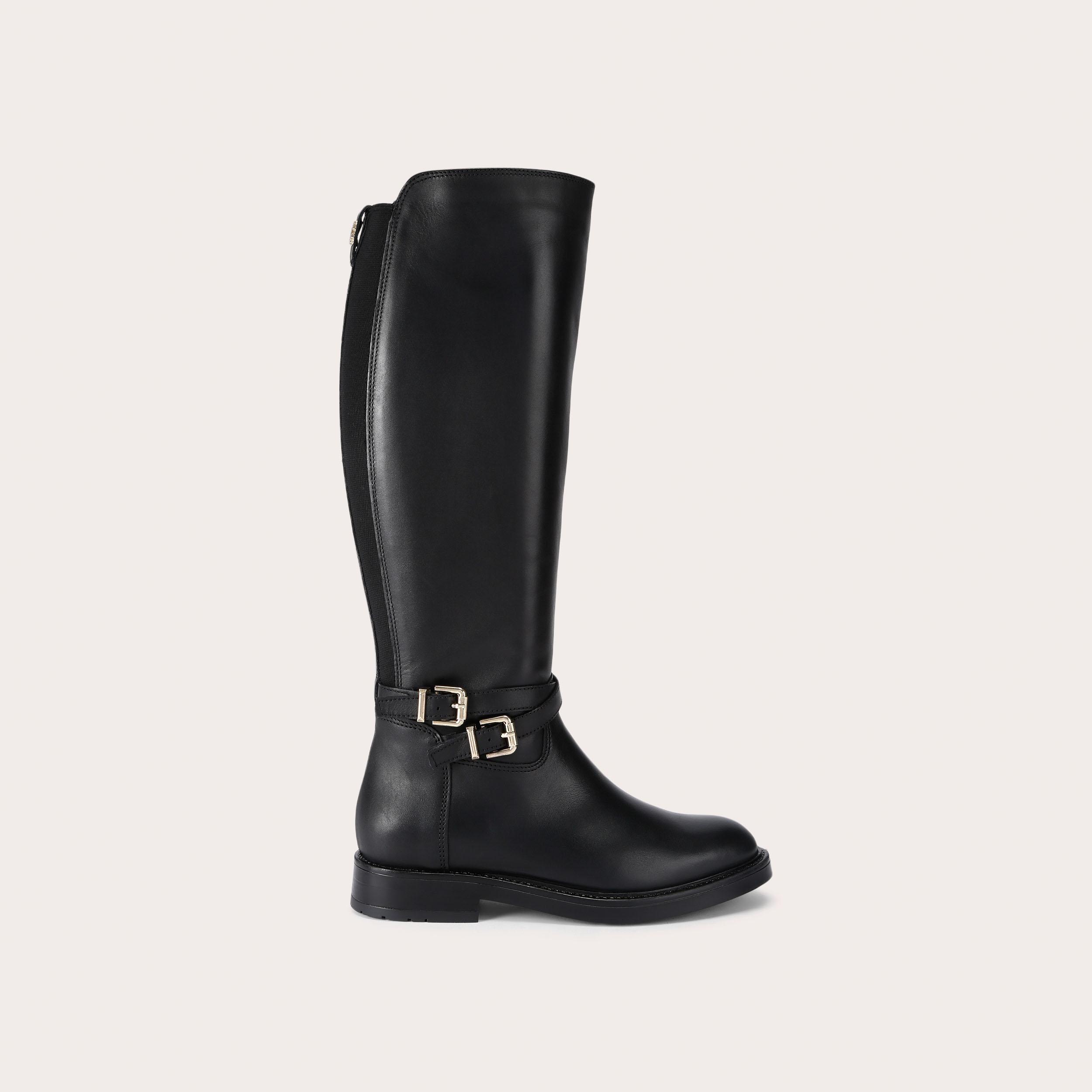 POSA RIDING BOOT Black Leather Knee High Riding Boot by CARVELA