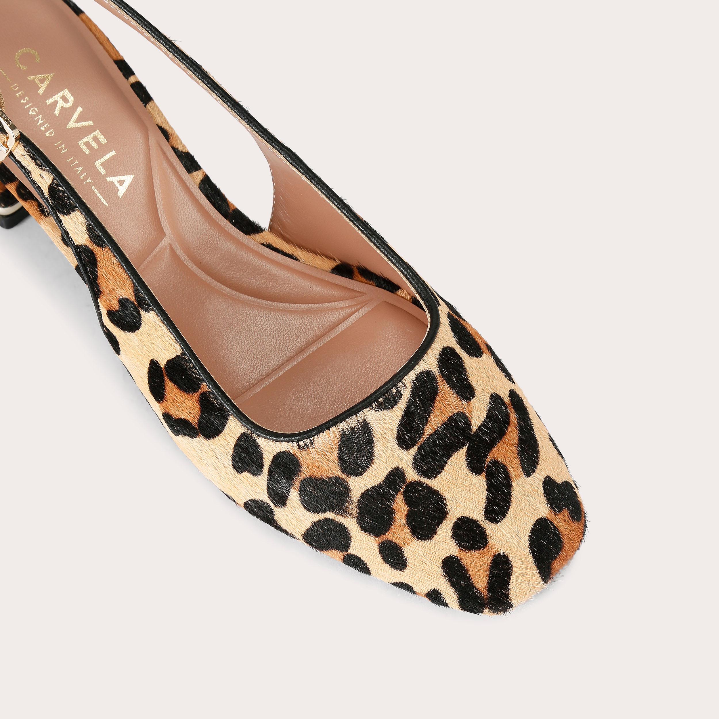 BELLO SLING Leopard Print Calfhair Slingback Heel by CARVELA
