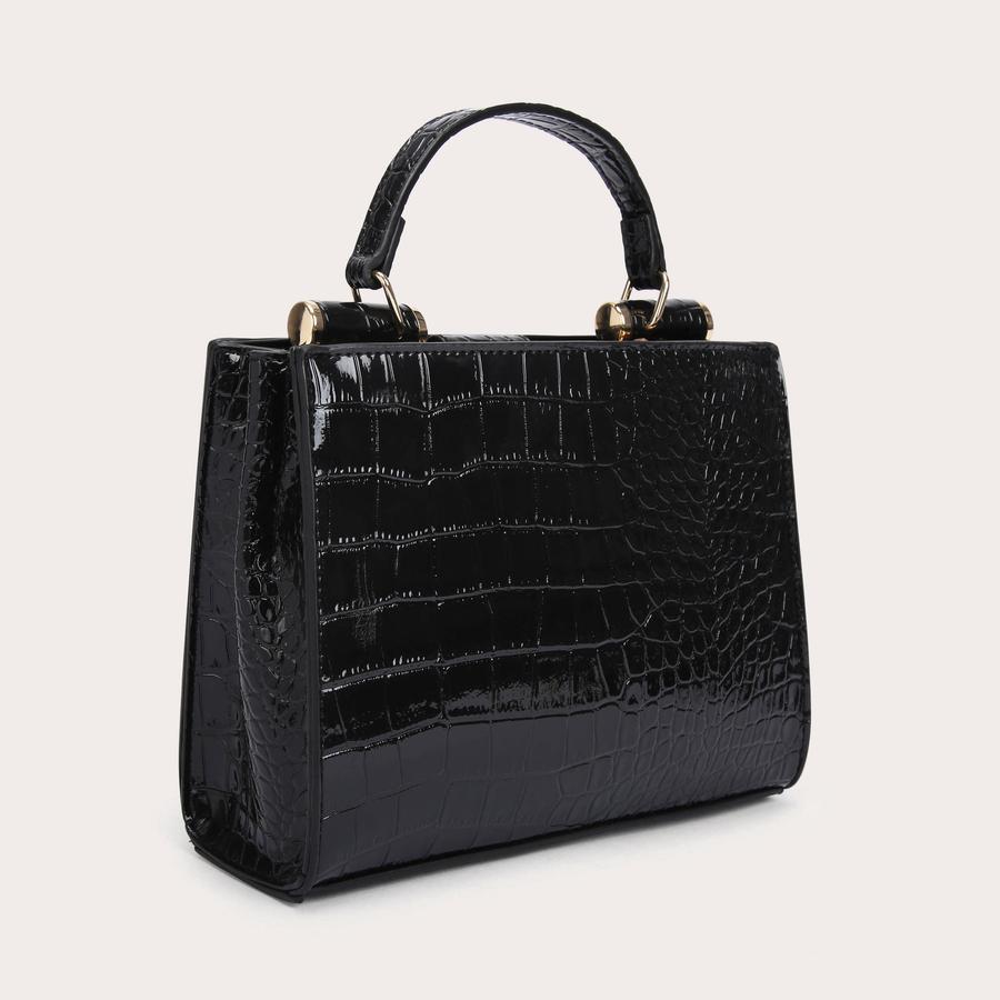 Black croc mini bag best sale