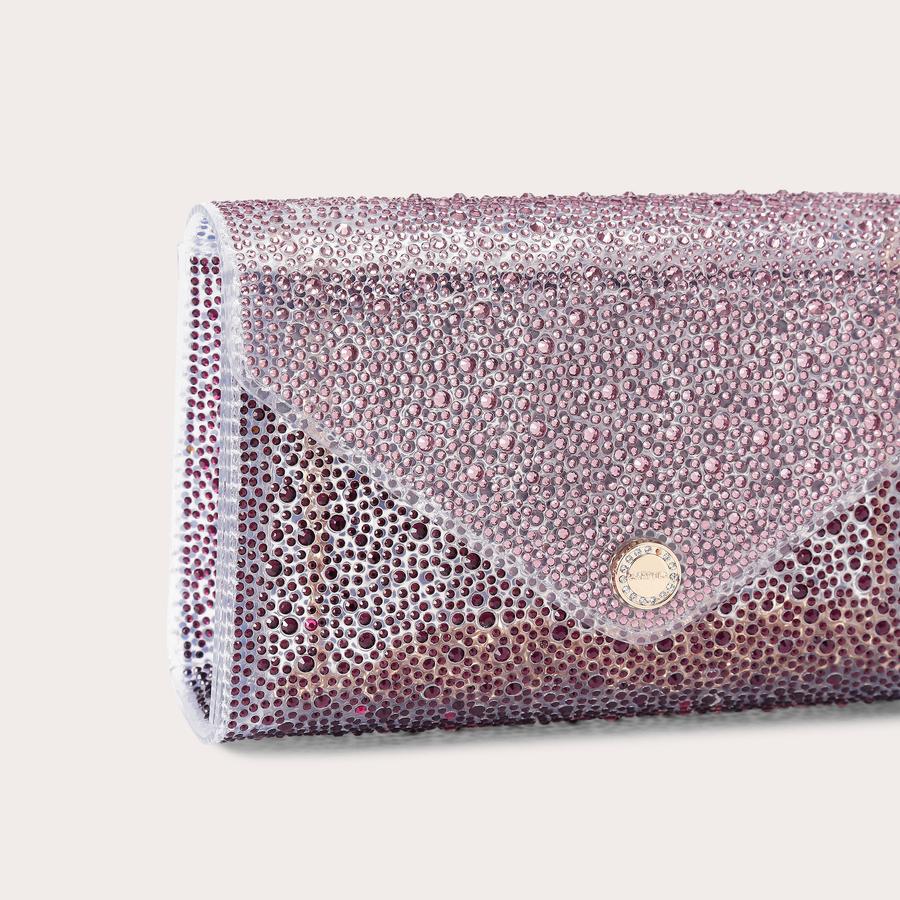 ラインストーン ピンククラッチバッグ風キラキラ　VAPRIVÉE 50k 30K POSITANO VINYL CLUTCH Pink Crystal Cross Body Cutch Bag by CARVELA