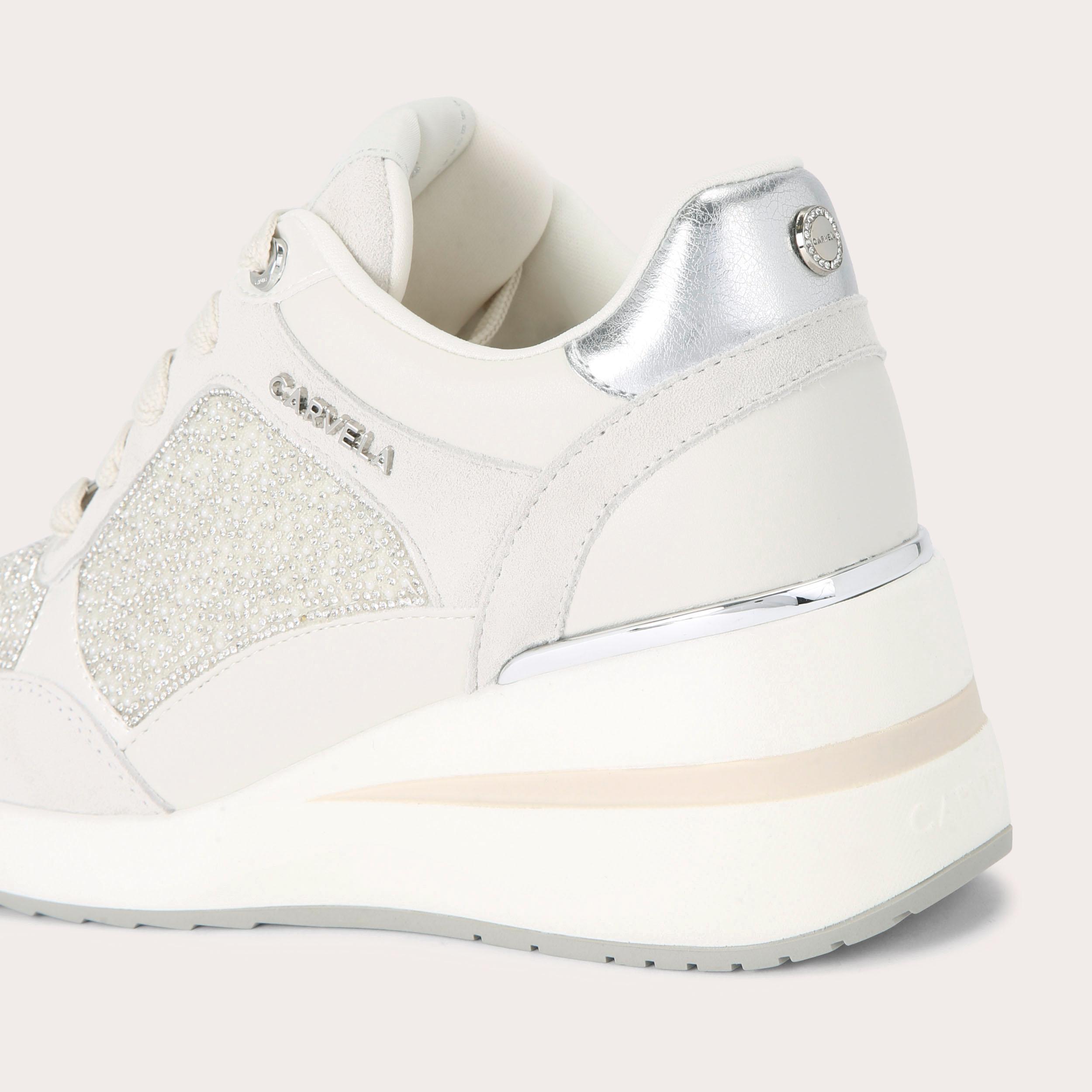 HIGH RISE PEARL White Pearl High Wedge Trainer by Carvela