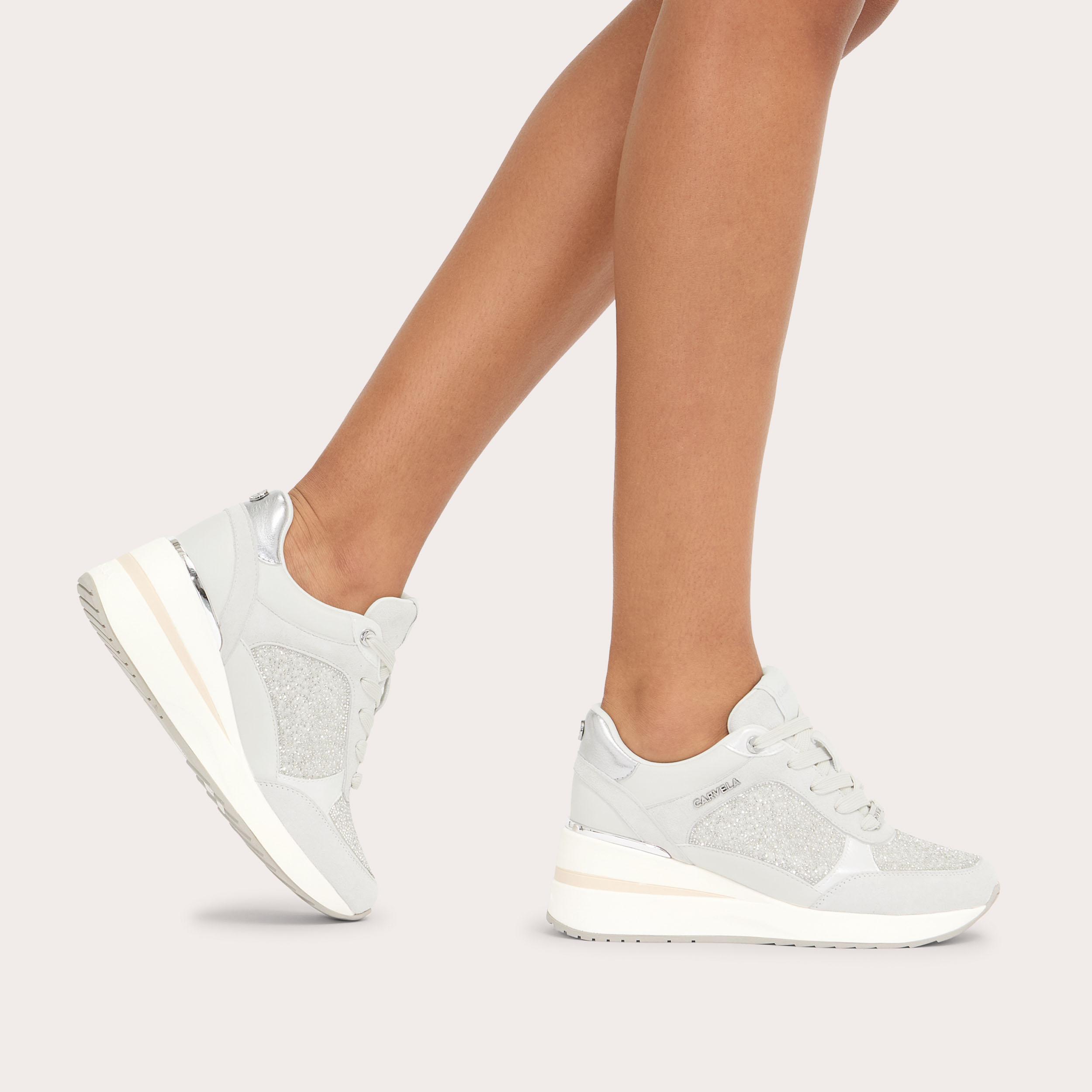 HIGH RISE PEARL White Pearl High Wedge Trainer by Carvela
