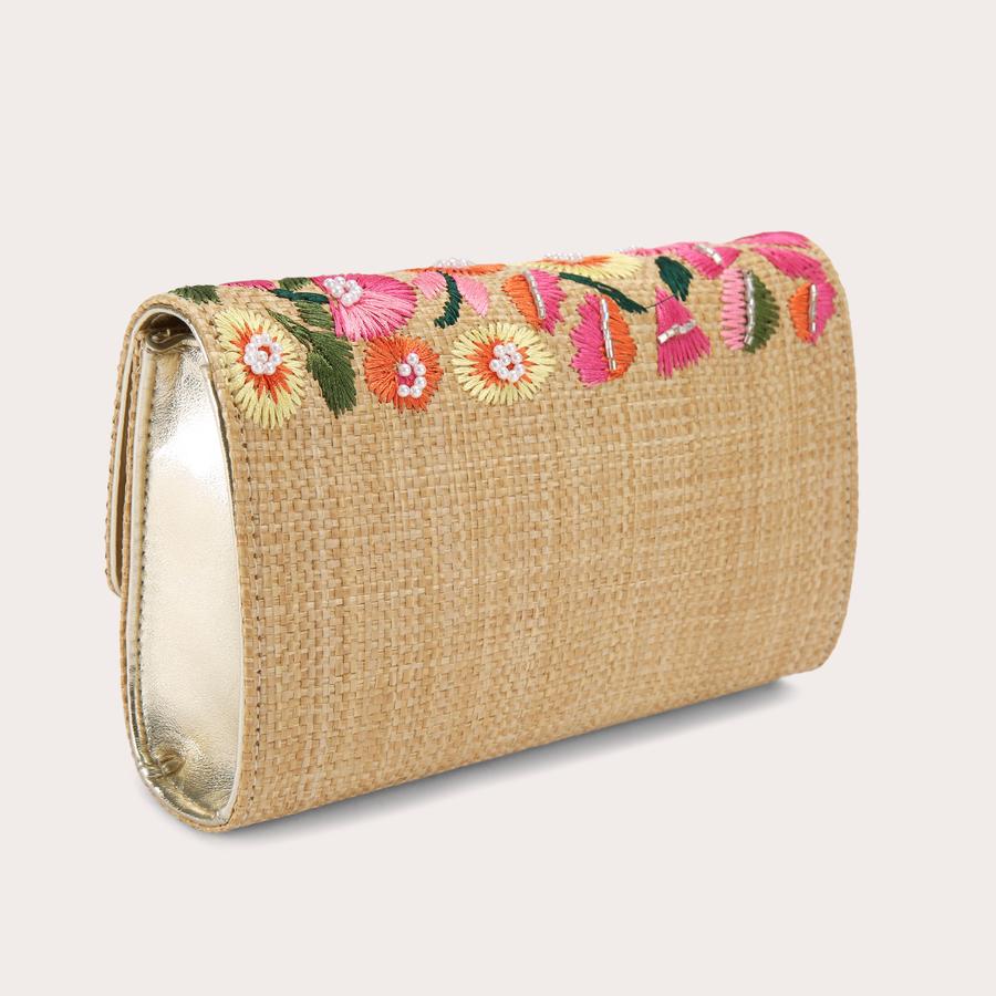 GIORGIA FLOWER CLUTCH Embroidered Floral Clutch Bag by Carvela