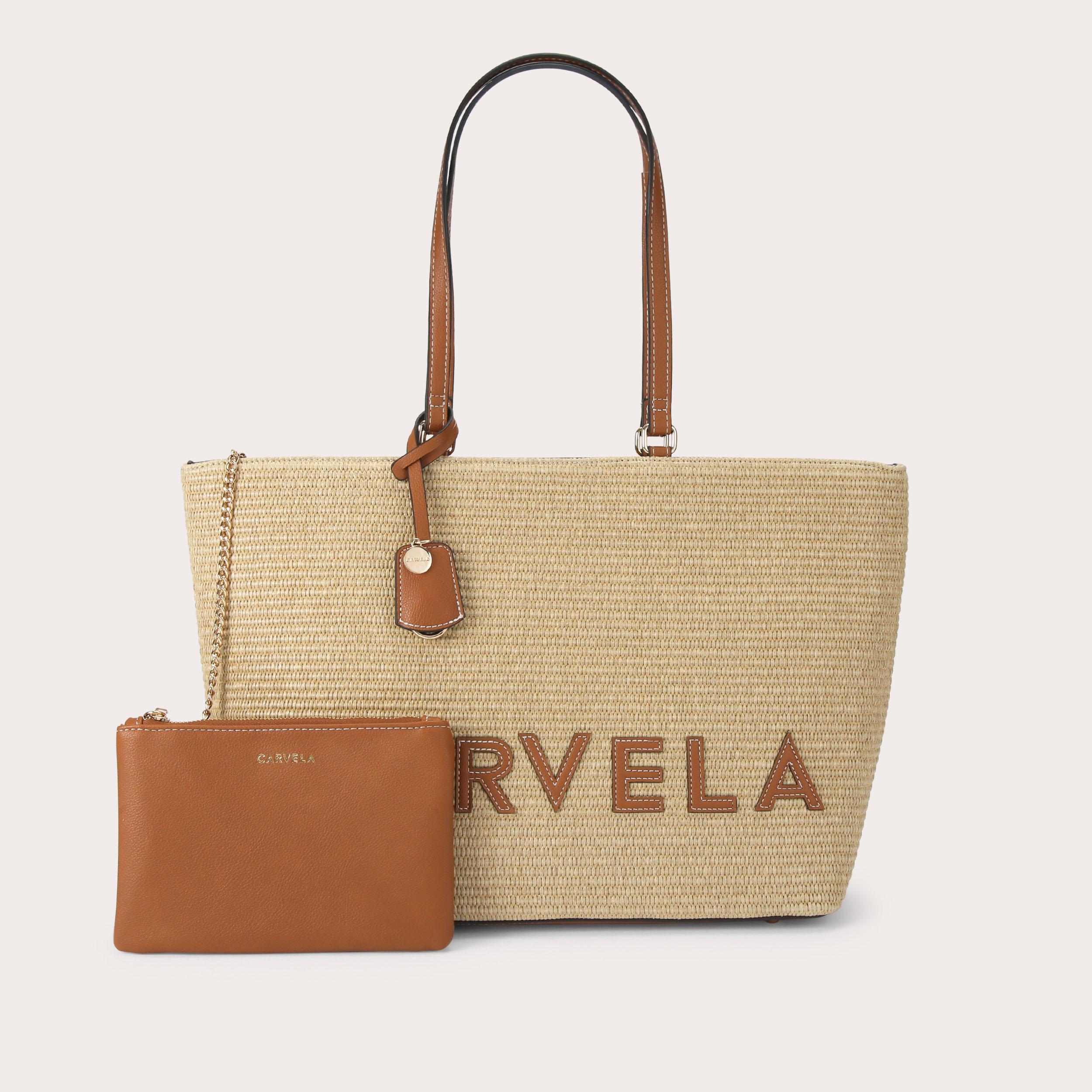 FRAME RAFFIA TOTE Tan Raffia Tote Bag by Carvela
