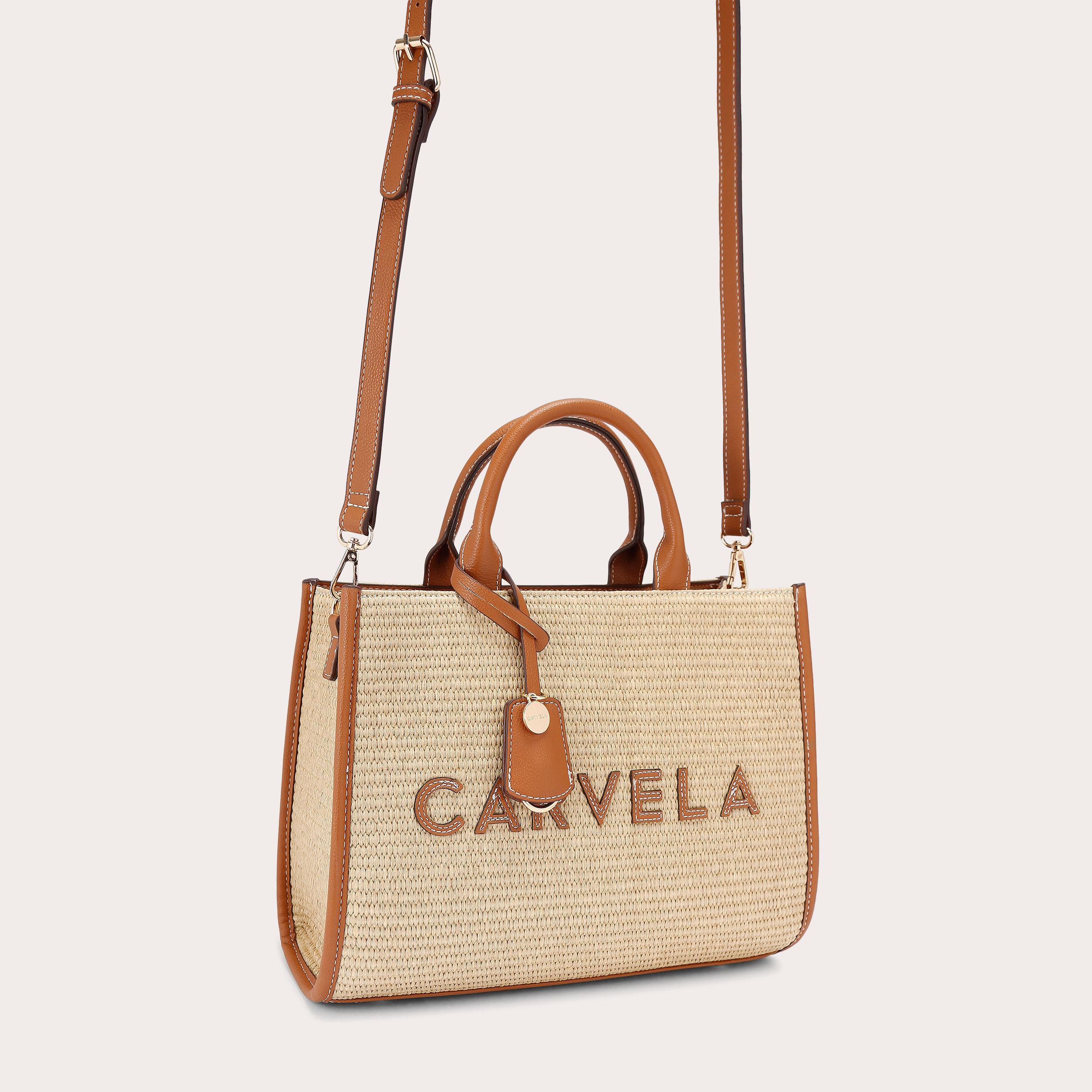 FRAME RAFFIA MIDI Tan Beige Raffia Midi Tote Bag by Carvela