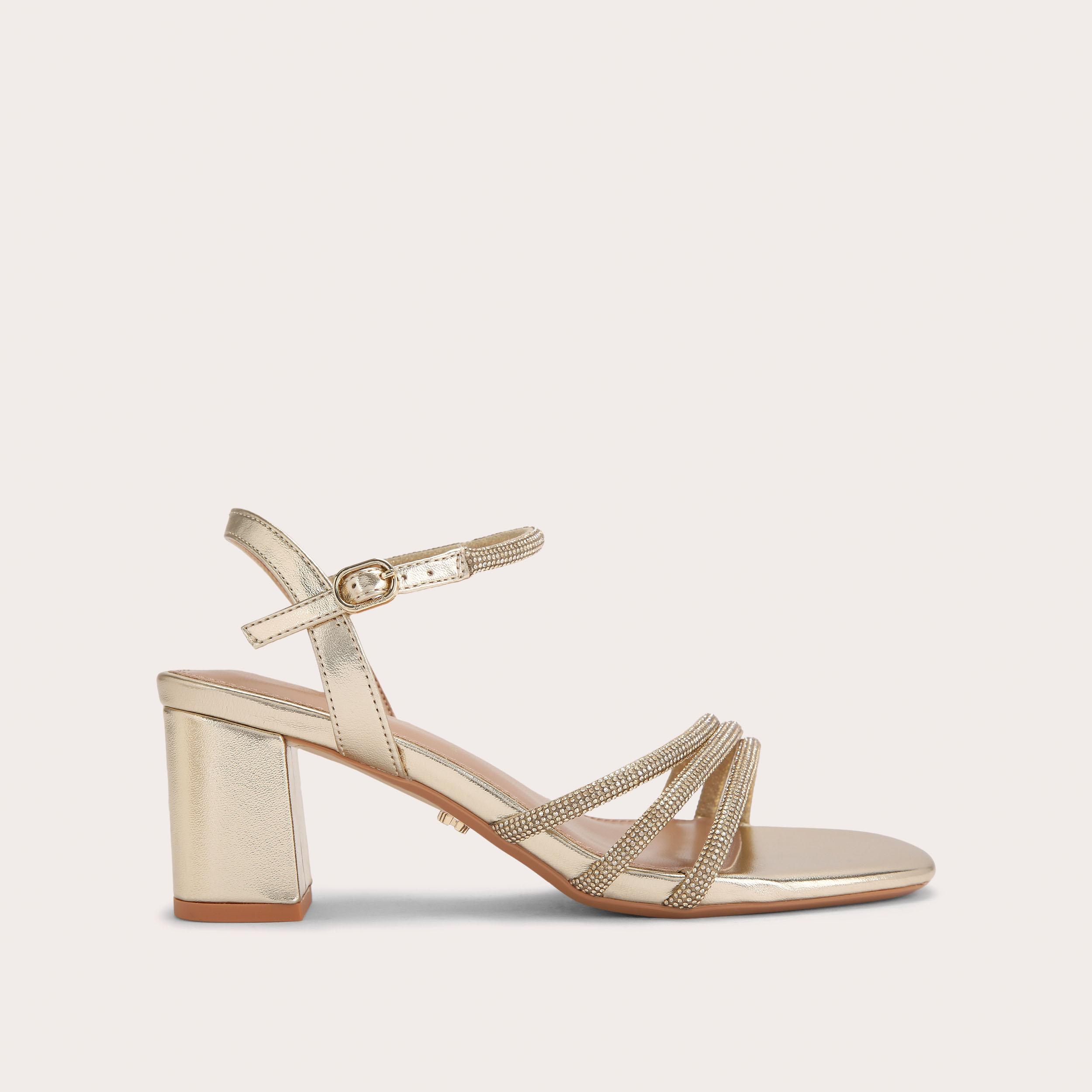 Wide Fit Motto Block Heel - metallics