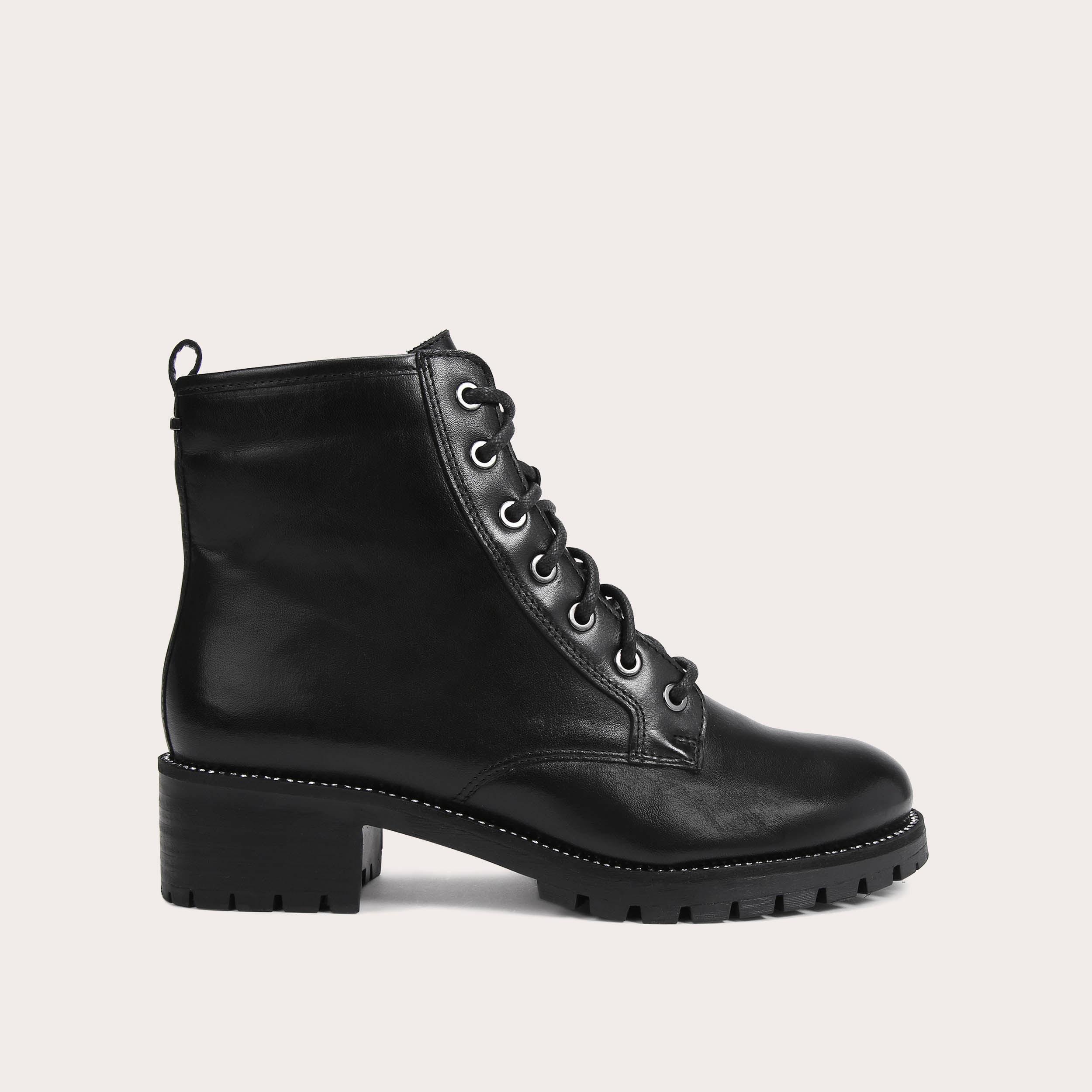 TREATY LACE UP Black Leather Lace Up Boots by CARVELA