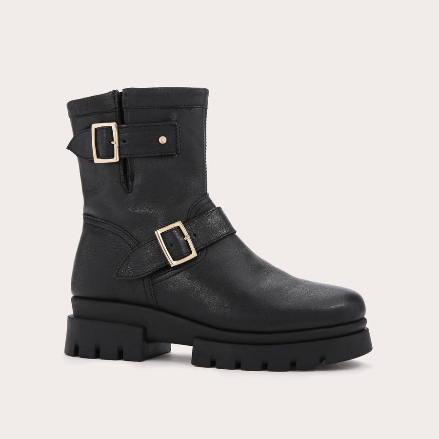 RUN BIKER Black Leather Buckle Biker Boots by CARVELA COMFORT