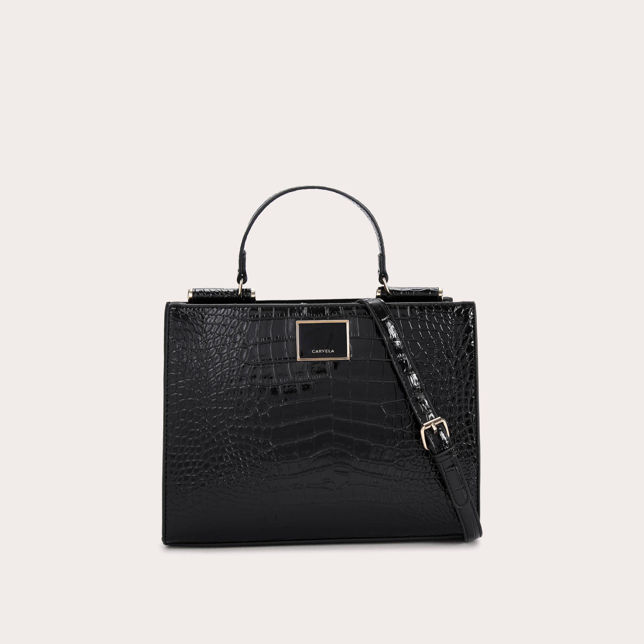 JESSICA MIDI TOTE Black Croc Tote Bag by CARVELA