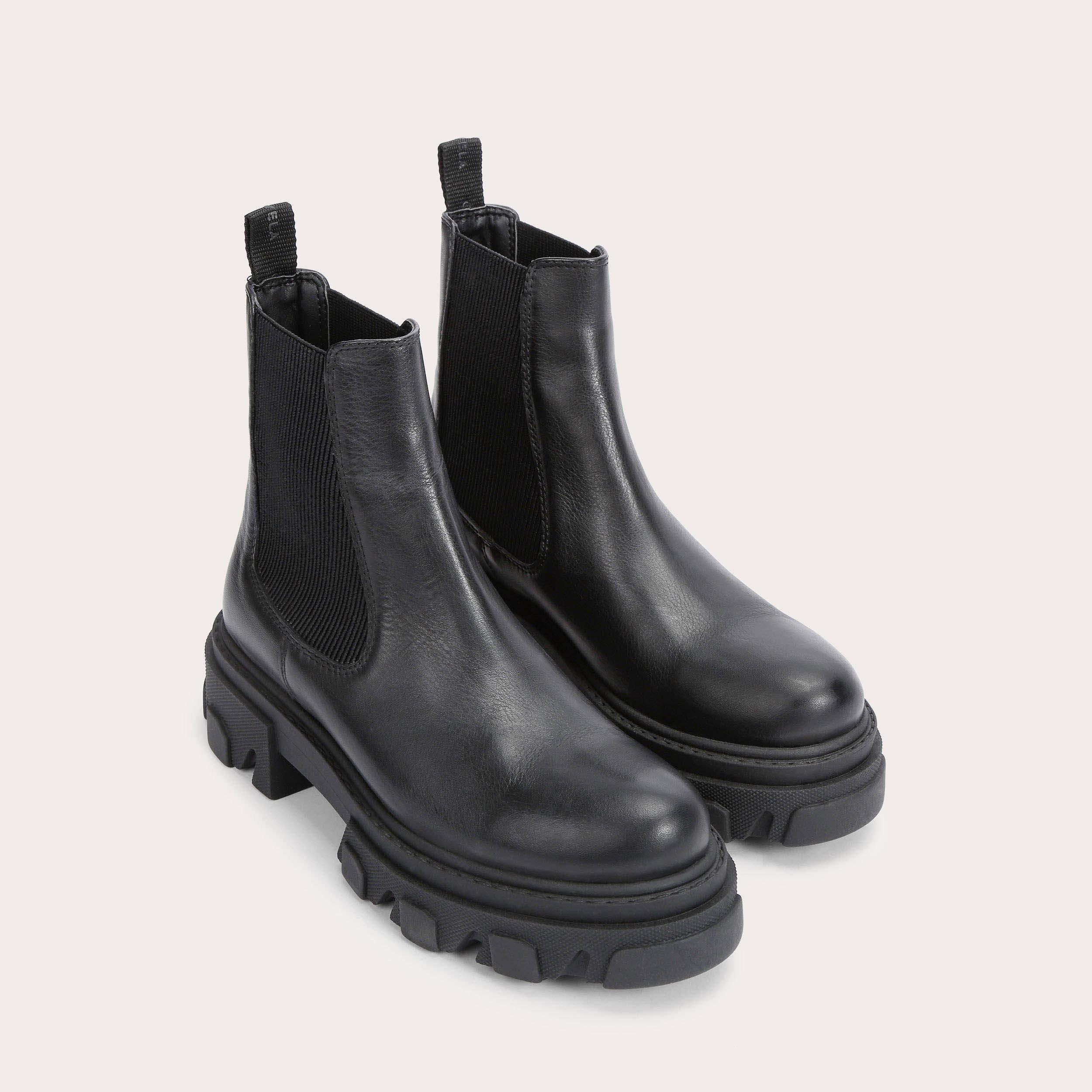 SHY Black Leather Chunky Sole Ankle Boots by CARVELA