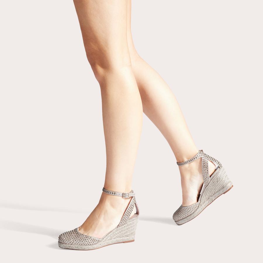 SABRINA BLING Gold Espadrille Wedge Sandals by CARVELA