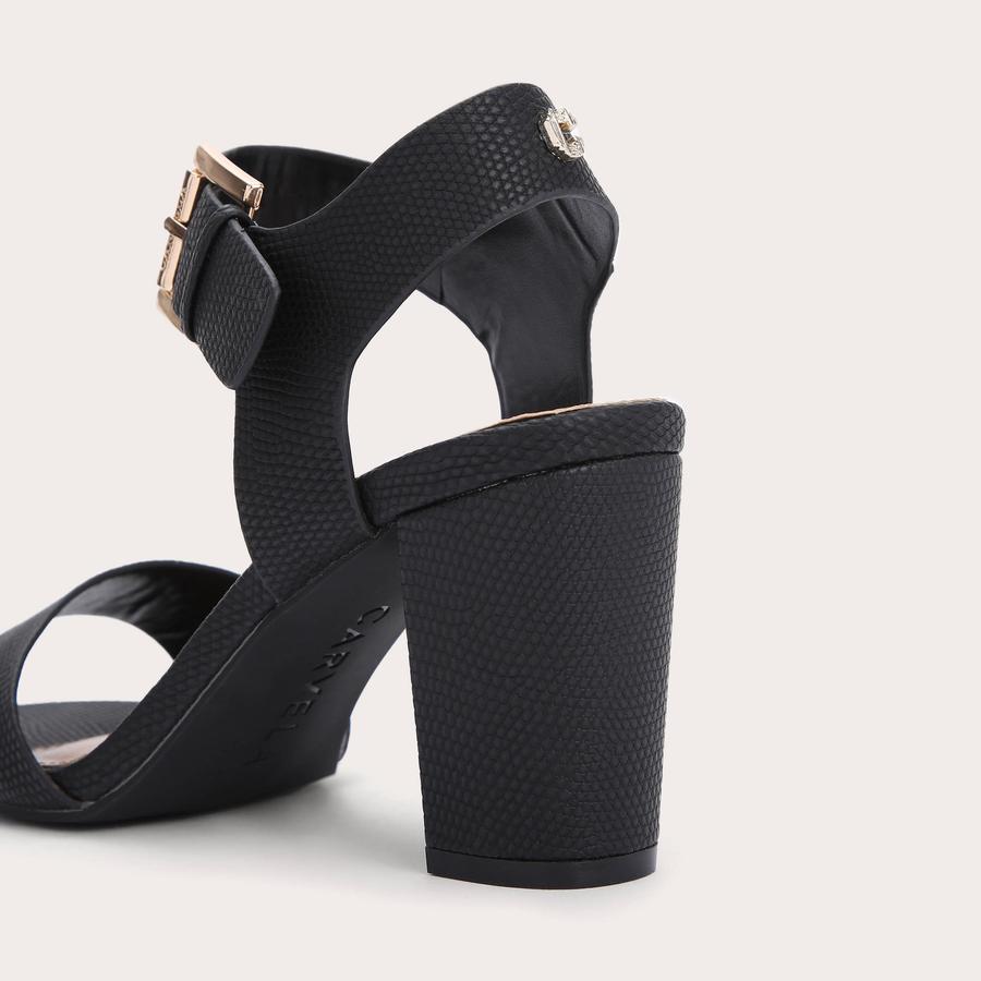 SADIE Black Block Heel Sandals by CARVELA