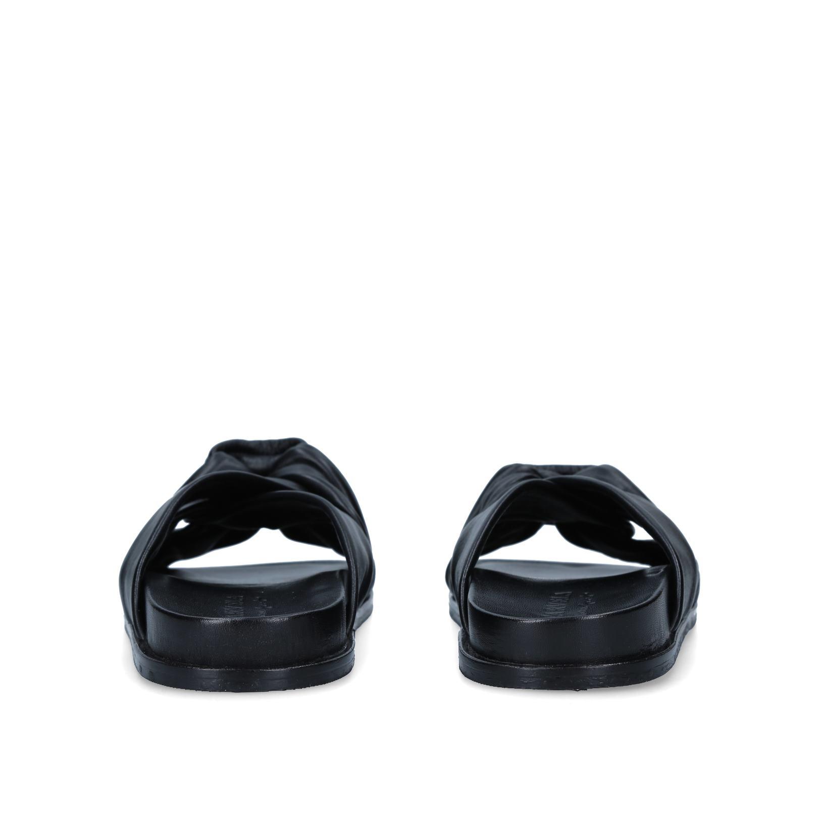 SOLO Black Knot Detail Leather Slider Sandals by CARVELA COMFORT