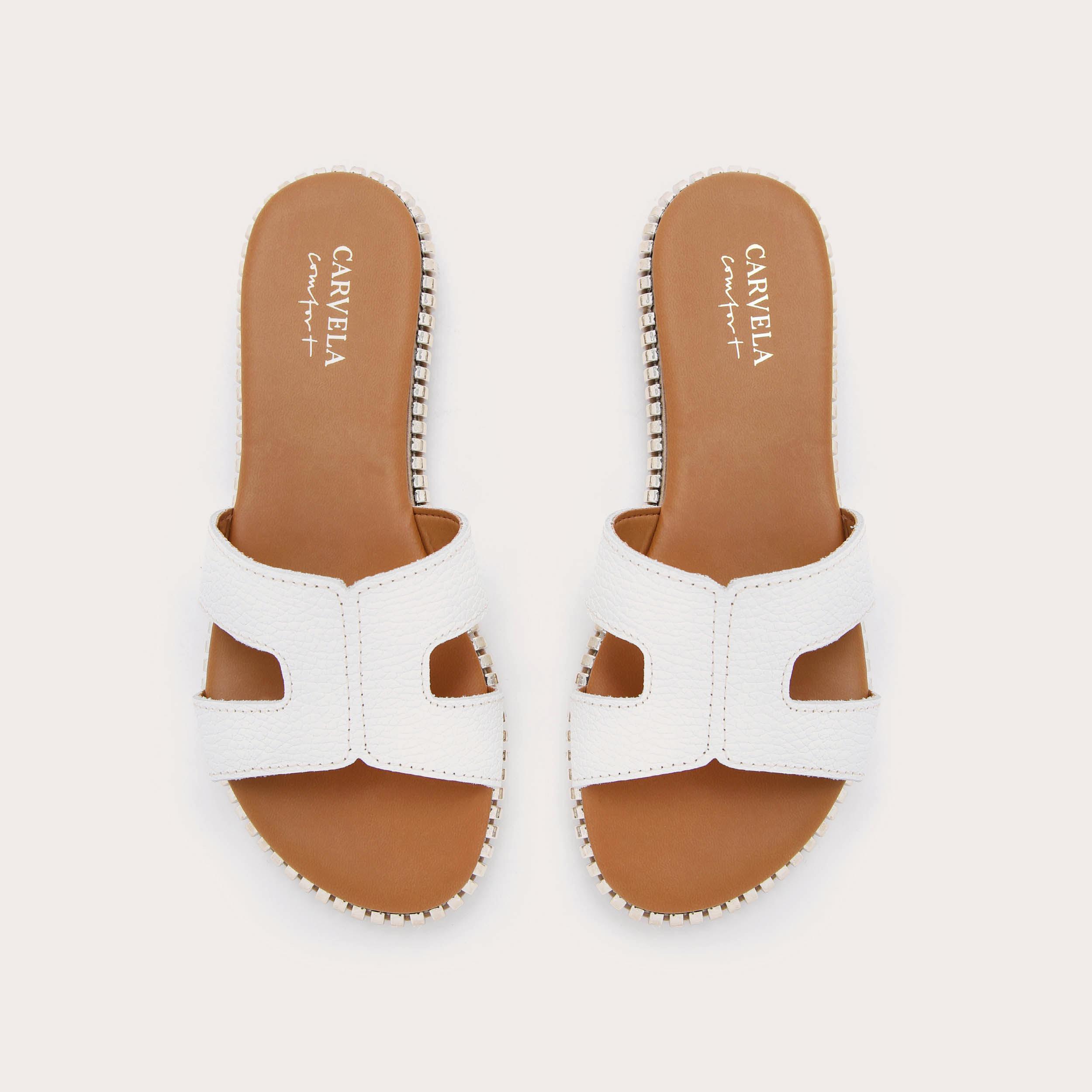 SOPHIA White Slide On Sandals by CARVELA COMFORT