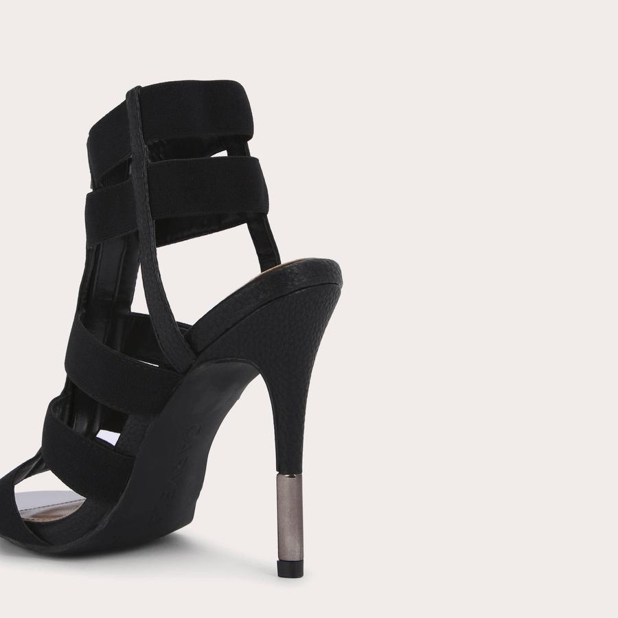 KUNNING Black Zipped Caged Heels by CARVELA