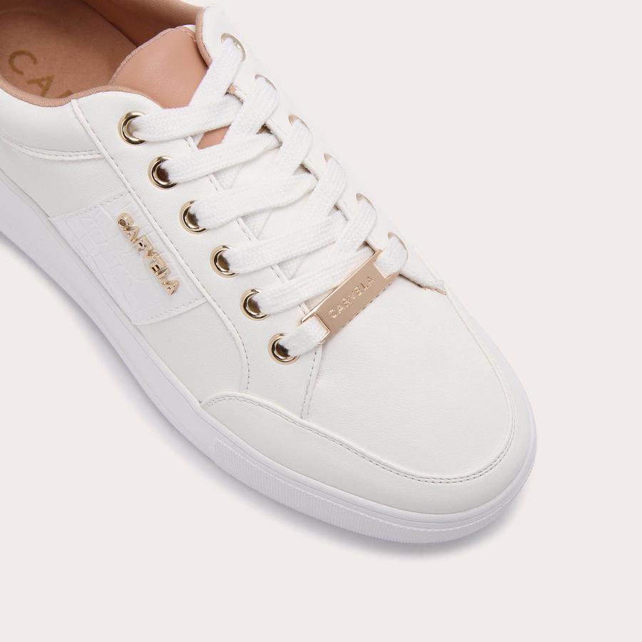 JIVE LACE UP White Croc Embossed Lace Up Trainer by CARVELA