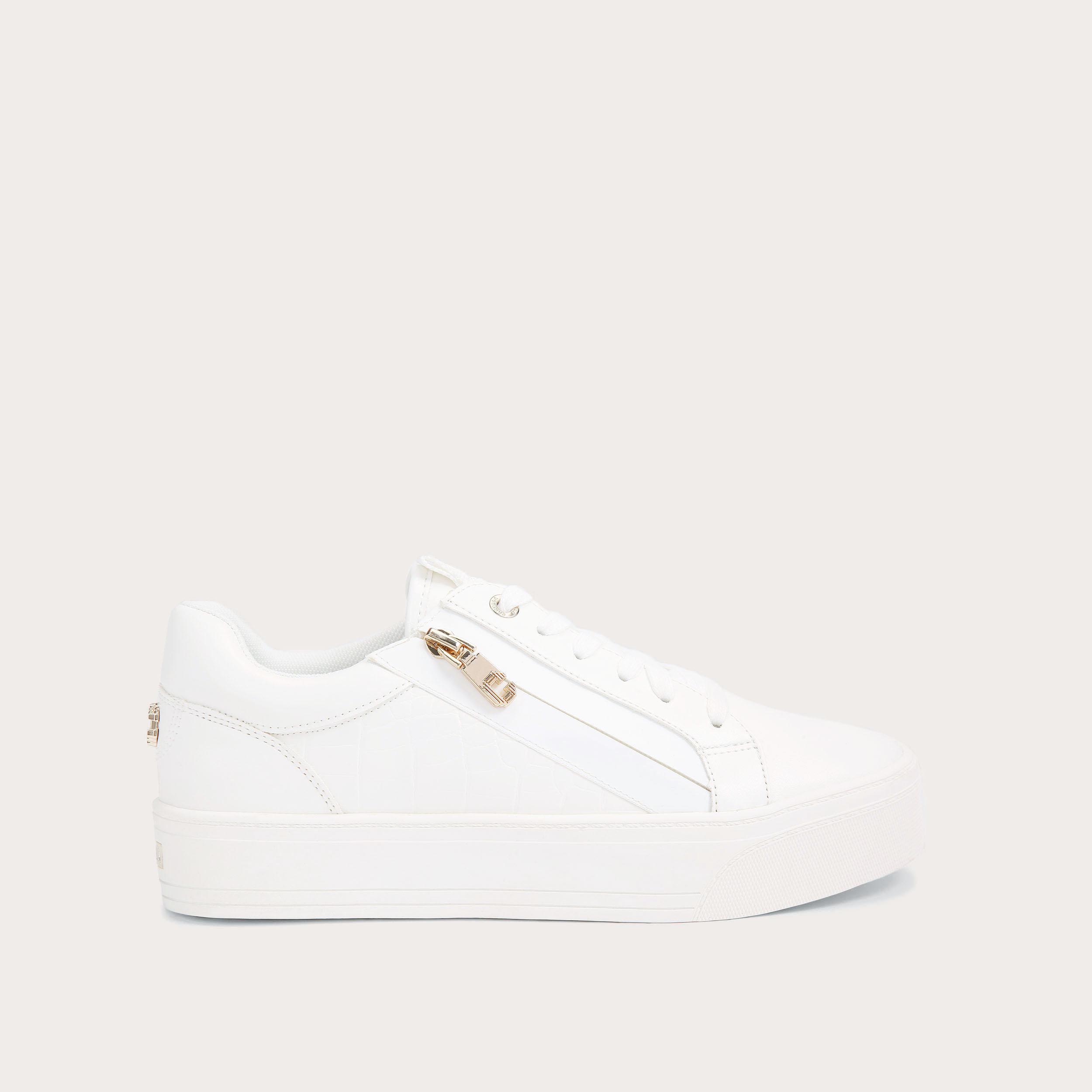 FRAME PUMP White Taupe Platform Trainer by CARVELA