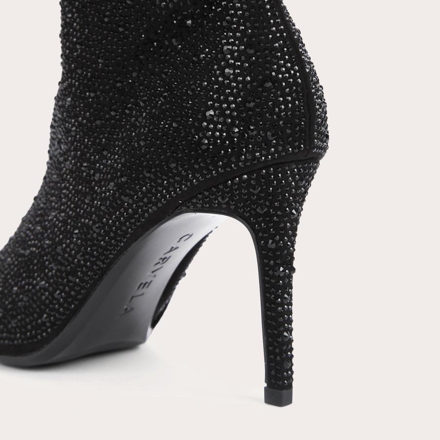 LOVEBIRD BOOTIE Black Jewel Embellished Heeled Boot by CARVELA