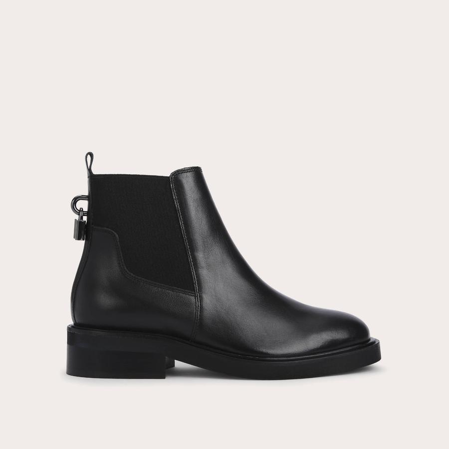 LOCK ANKLE Black Ankle Boot Smooth Leather by CARVELA