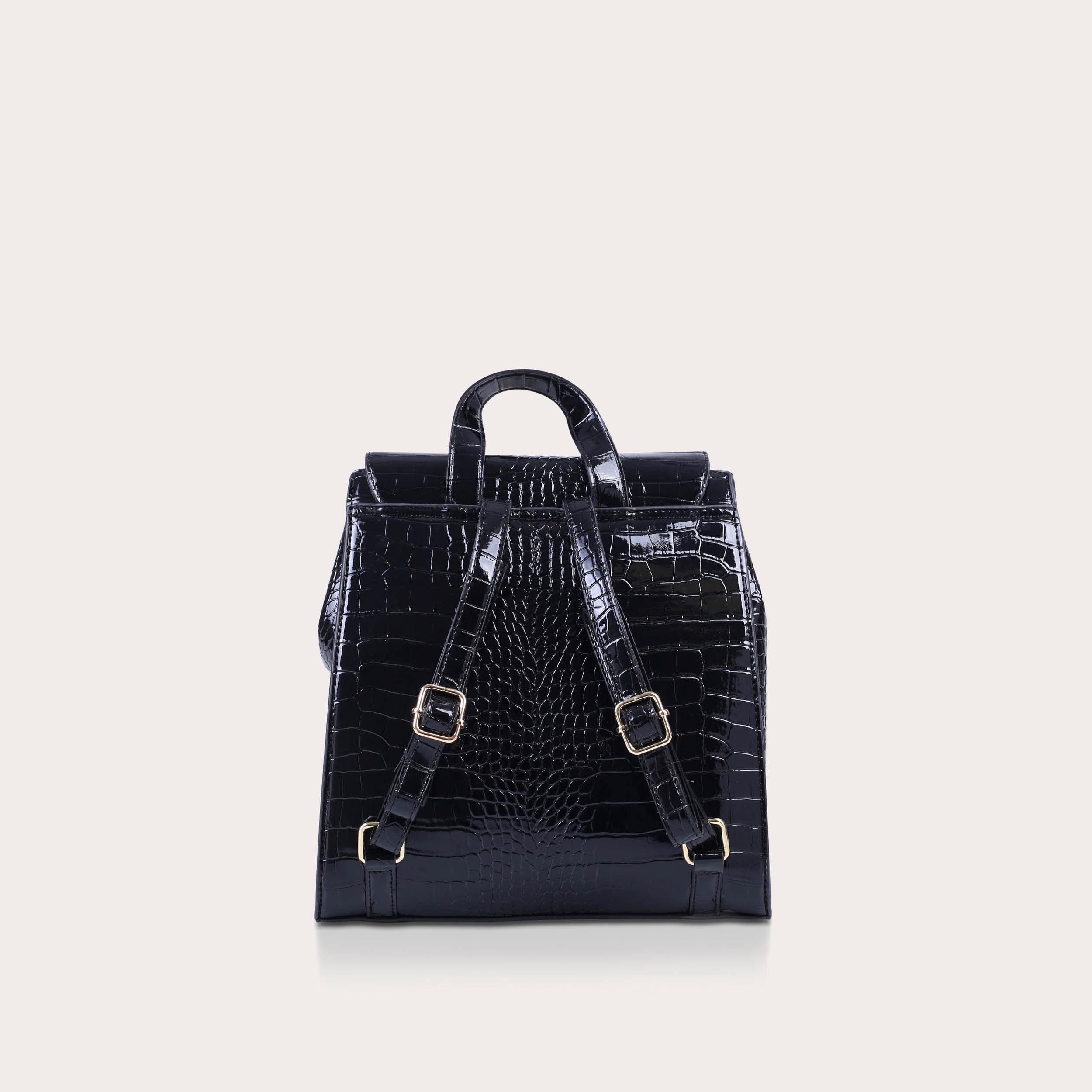 JESSICA BACKPACK Black Croc Printed Backpack by CARVELA