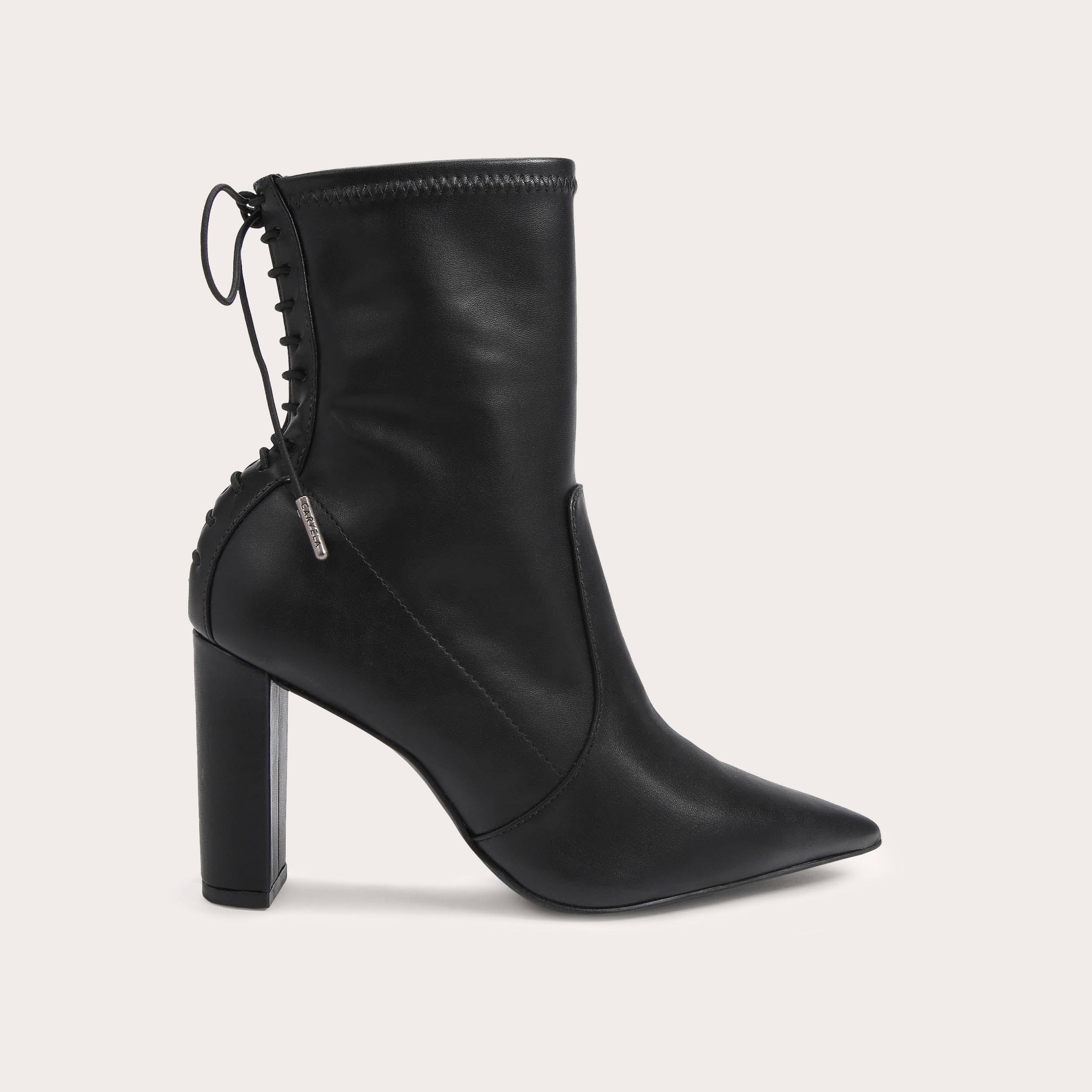 SECOND SKIN ANKLE WF Black Pointed Toe Tie Heel Boot by CARVELA