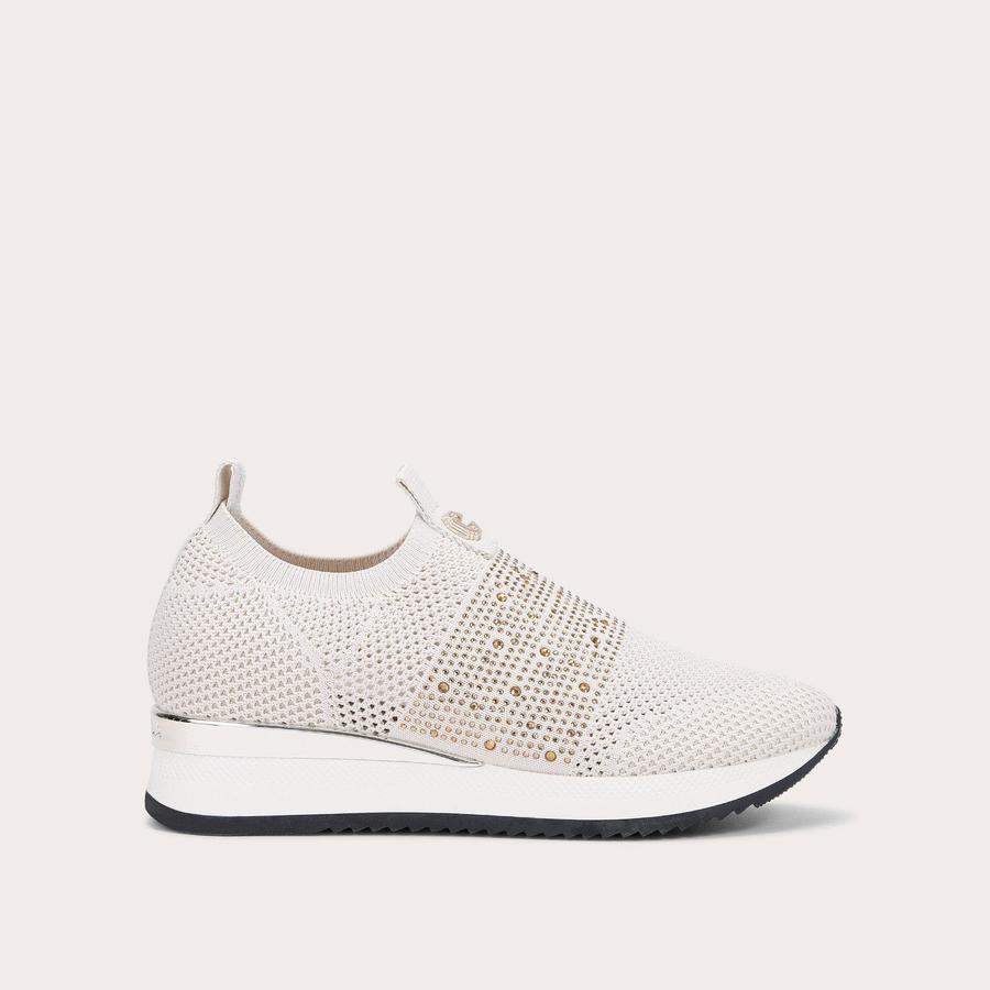 JANEIRO Bone Knitted Slip On Jewelled Trainers by CARVELA