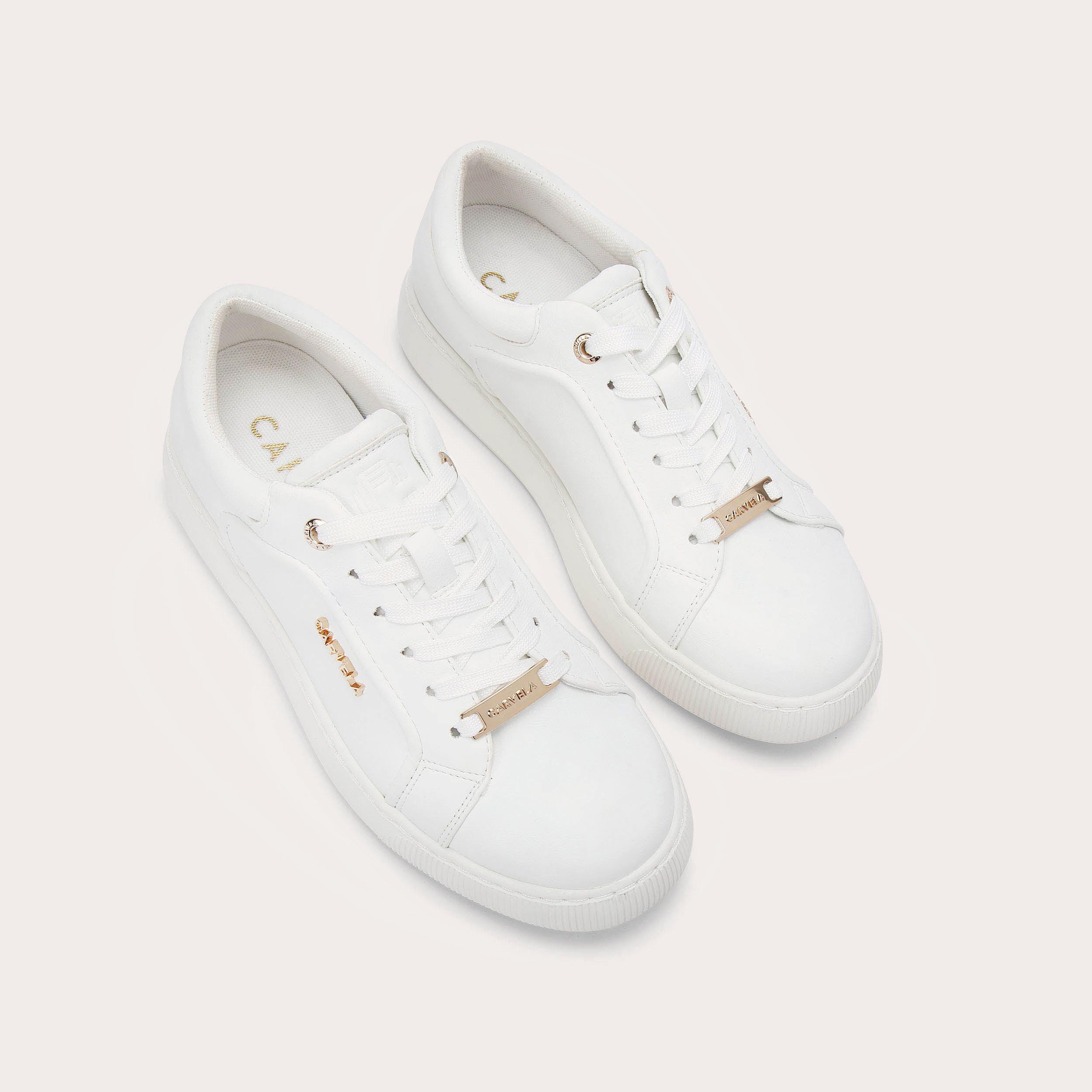 SOAR White Gold Detail Lace Up Trainers by CARVELA