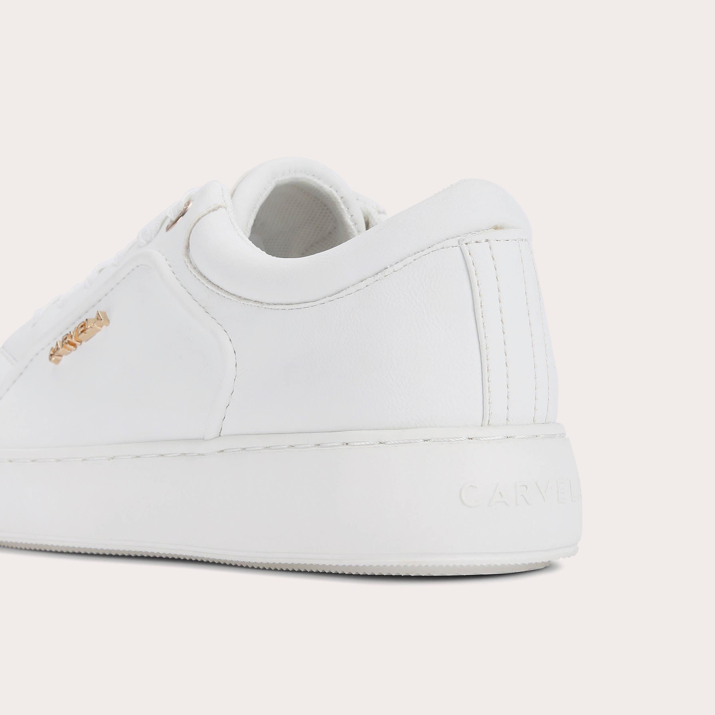 SOAR White Gold Detail Lace Up Trainers by CARVELA