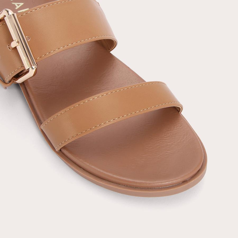 BERLIN Tan Flat Strappy Sandals by CARVELA