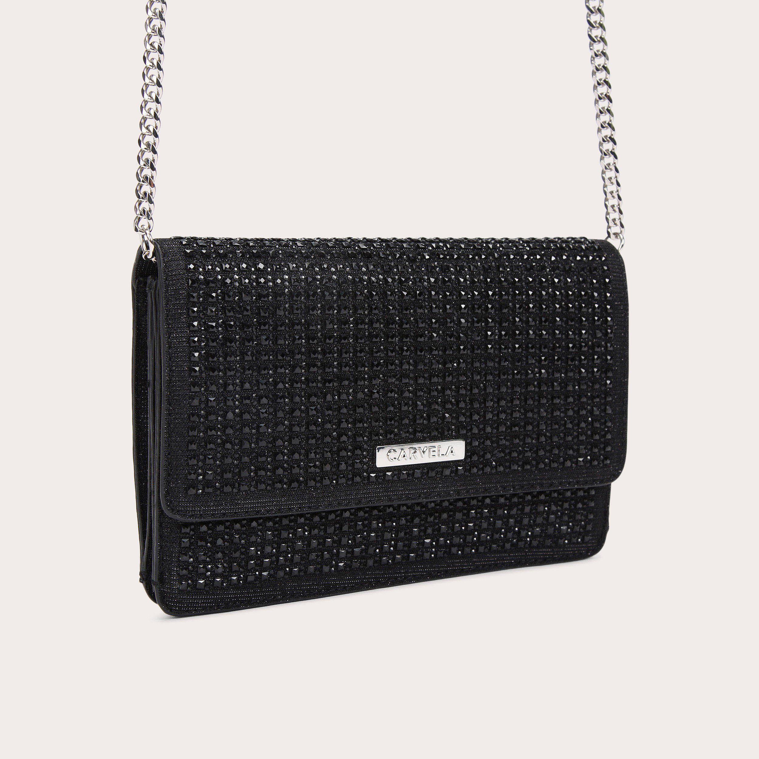 Clutch Evening Bags Nude Black Embellished Chain Carvela