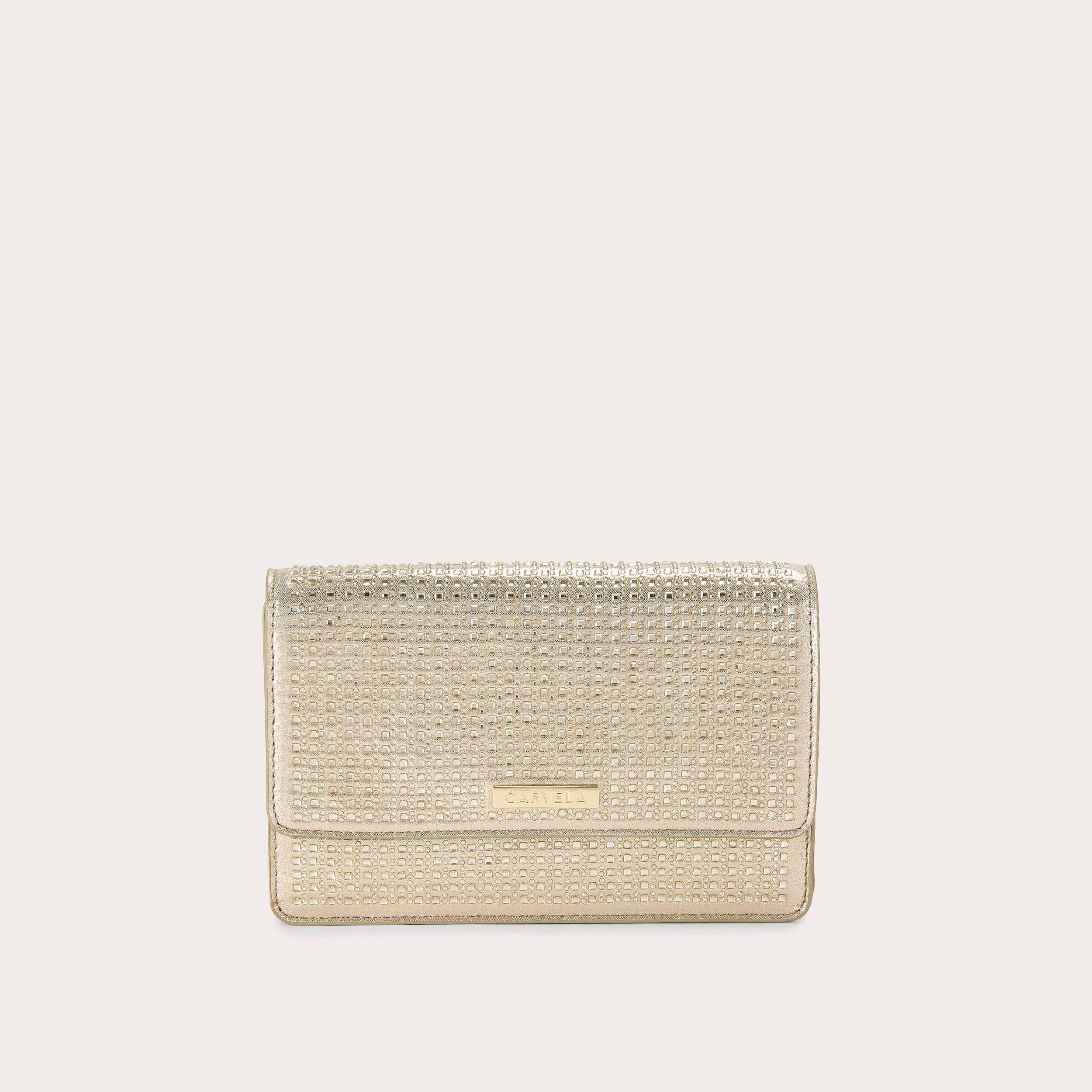 KIANNI CLUTCH Gold Jewelled Clutch Bag by CARVELA