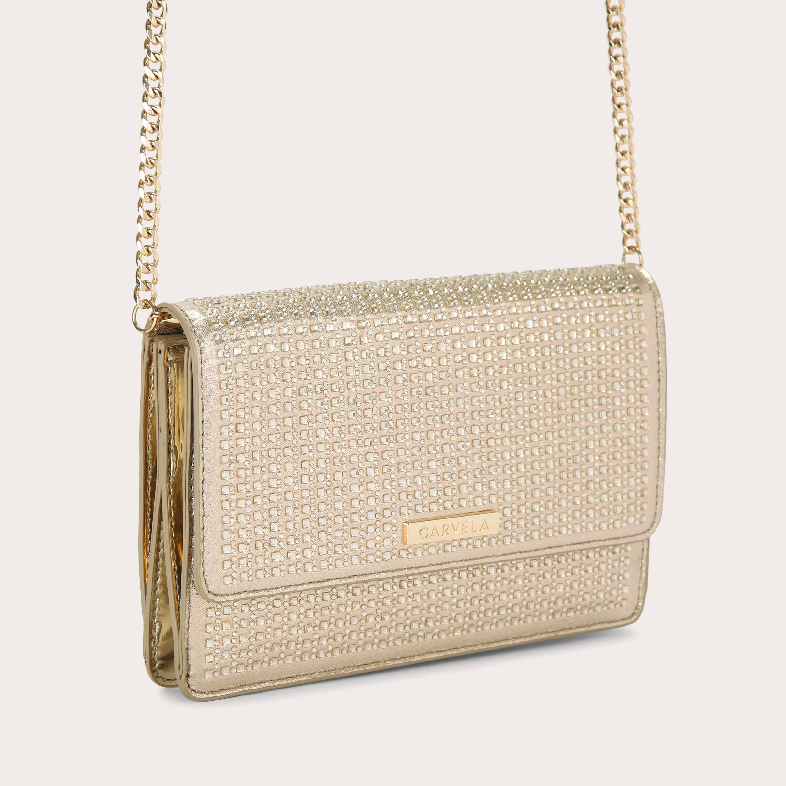 KIANNI CLUTCH Gold Crystal Clutch Bag by CARVELA
