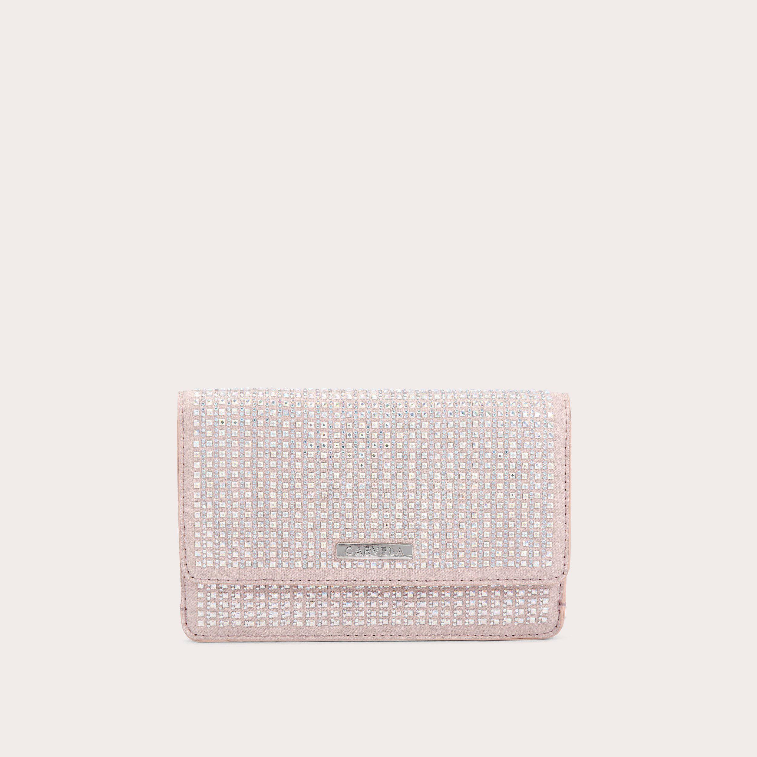 KIANNI CLUTCH Blush Fabric Jewelled Clutch Bag by CARVELA