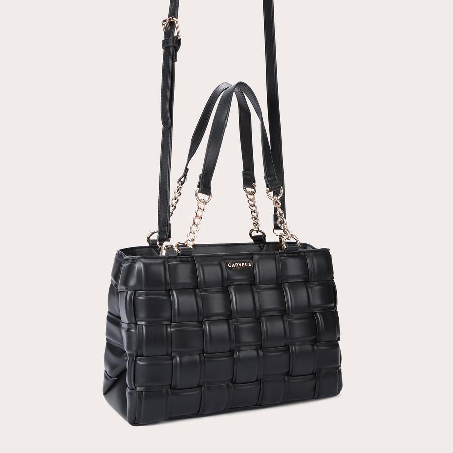 LEXI WEAVE TOTE 2 Black Woven Tote Bag by CARVELA