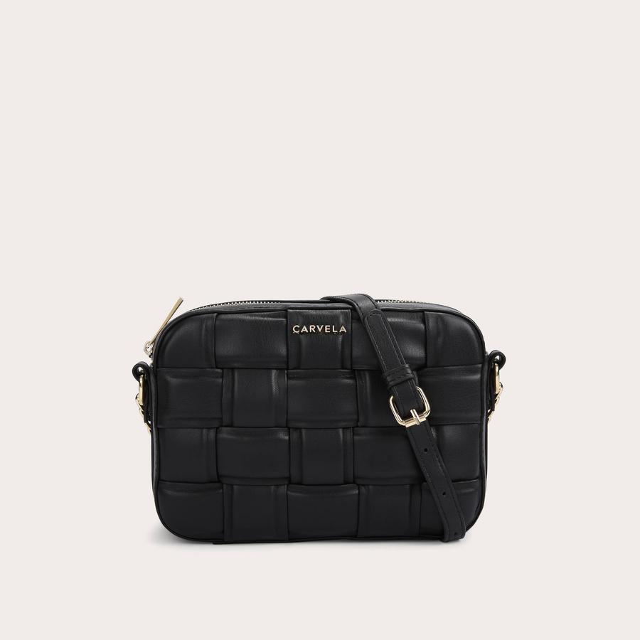 LEXI 2 X BODY Black Woven Cross Body Bag by CARVELA