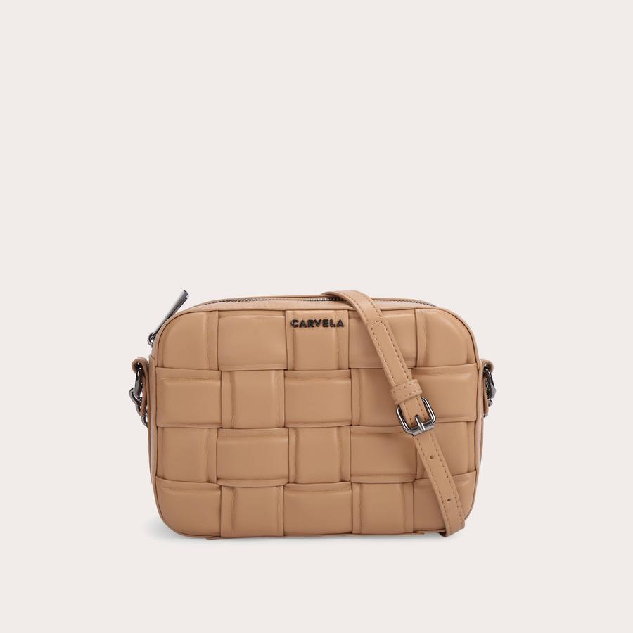 LEXI 2 X BODY Camel Woven Cross Body Bag by CARVELA