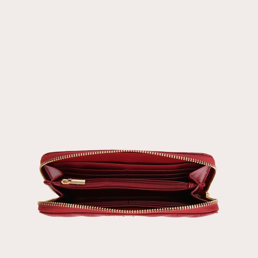 LARA PURSE Wine Stitched Quilted Zip Around Wallet by CARVELA