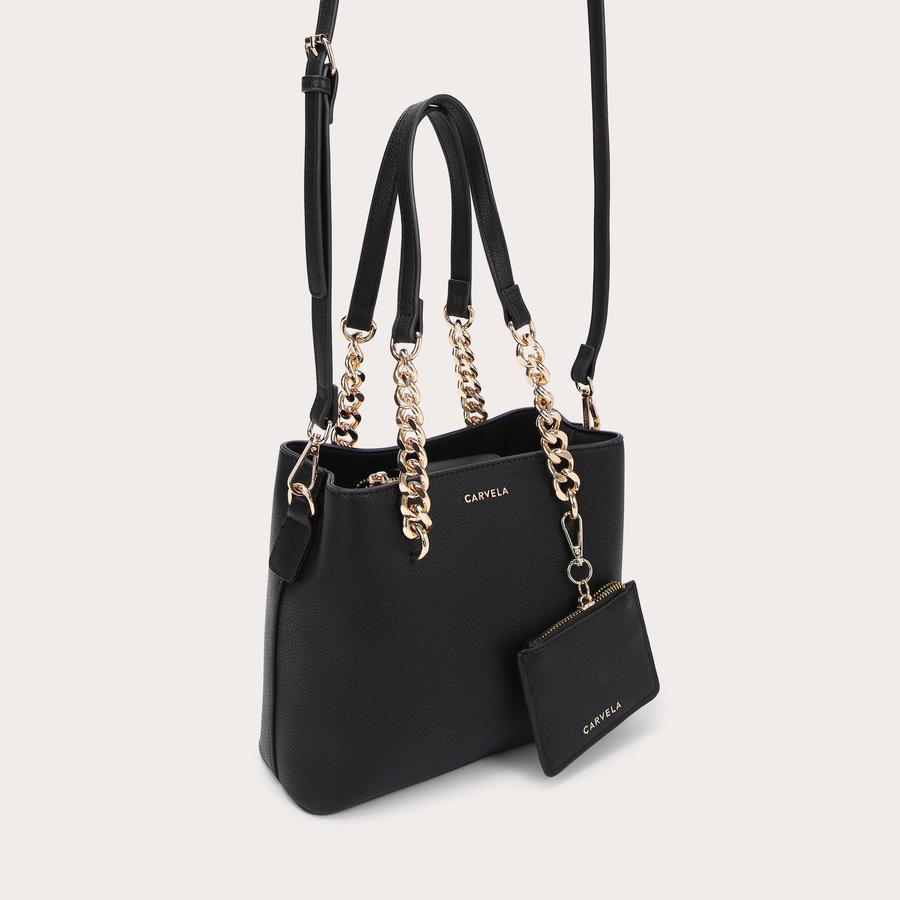 MINI CAMMIE 2 Black Textured Tote Bag by CARVELA