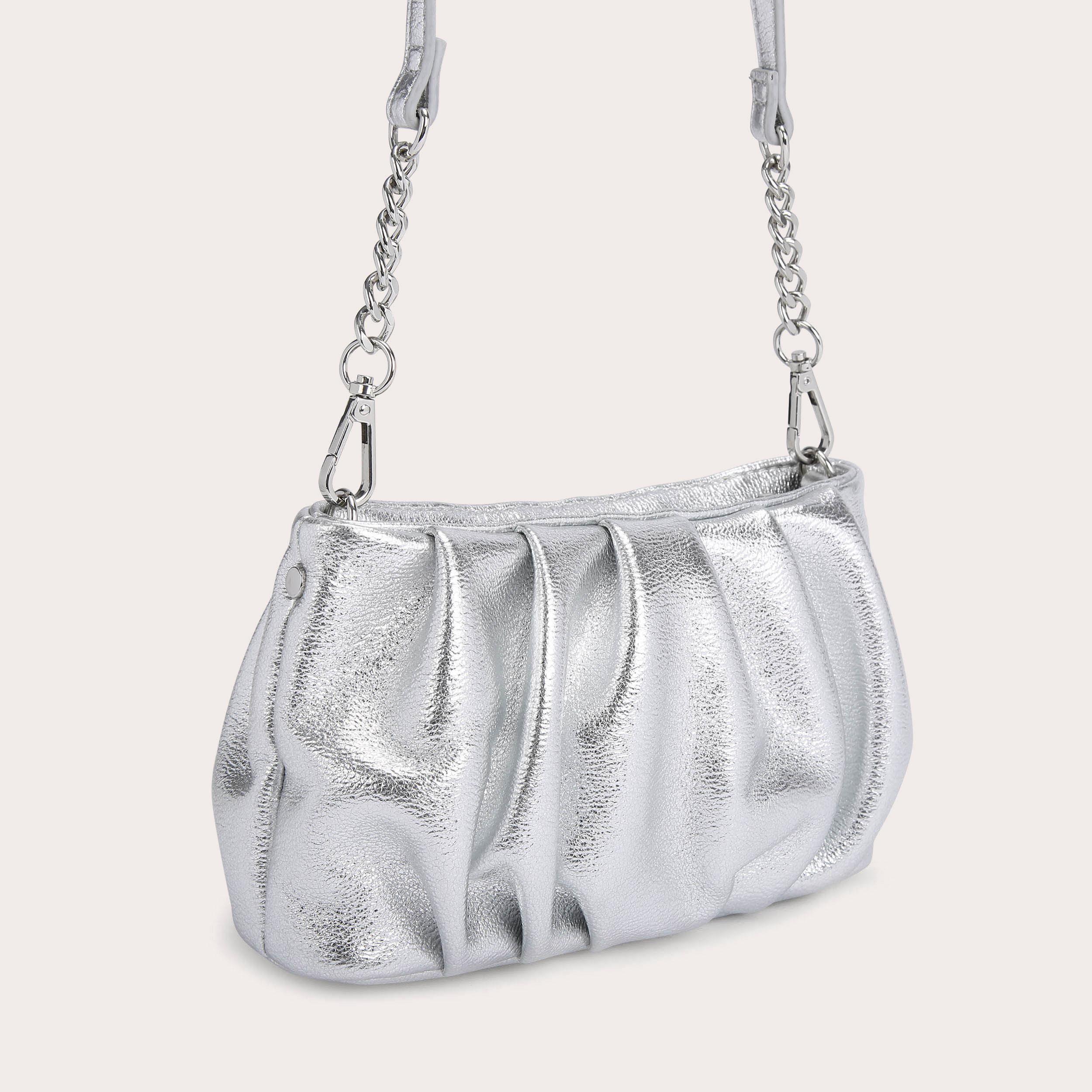 SCRUNCH CLUTCH Silver Scrunch Clutch Bag by CARVELA