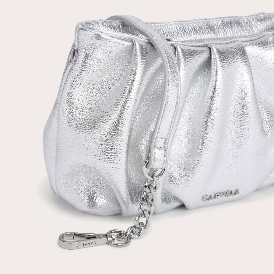 SCRUNCH CLUTCH Silver Scrunch Clutch Bag by CARVELA